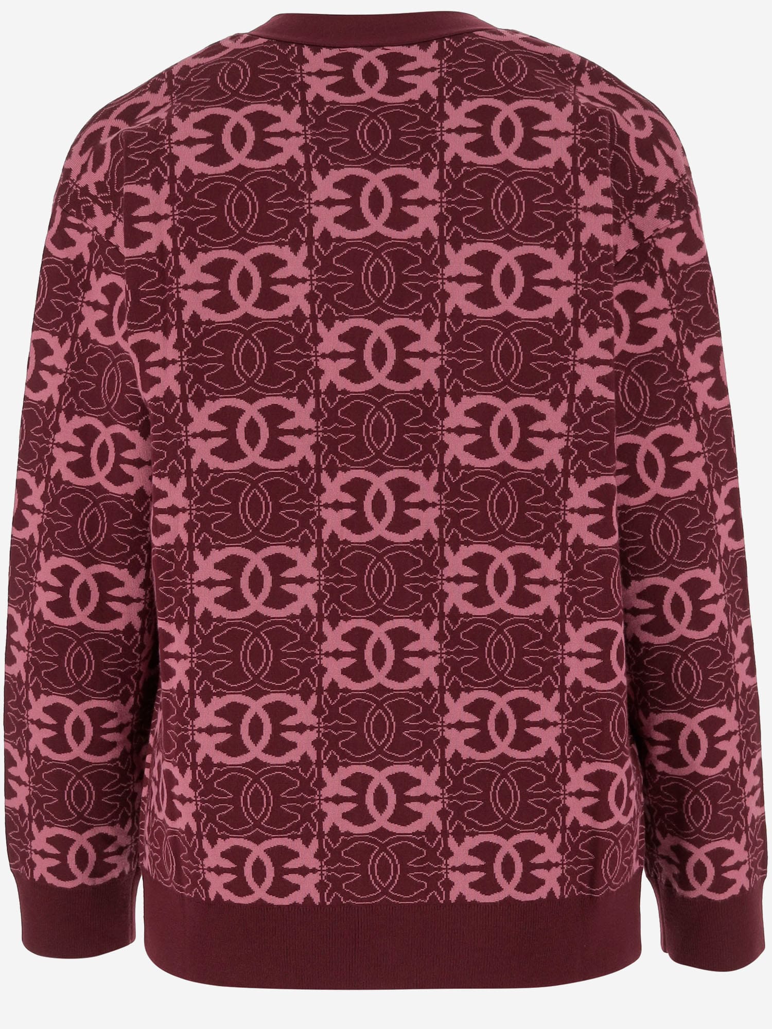 Pinko Love Birds Knit In Viscose Blend In Burgundy