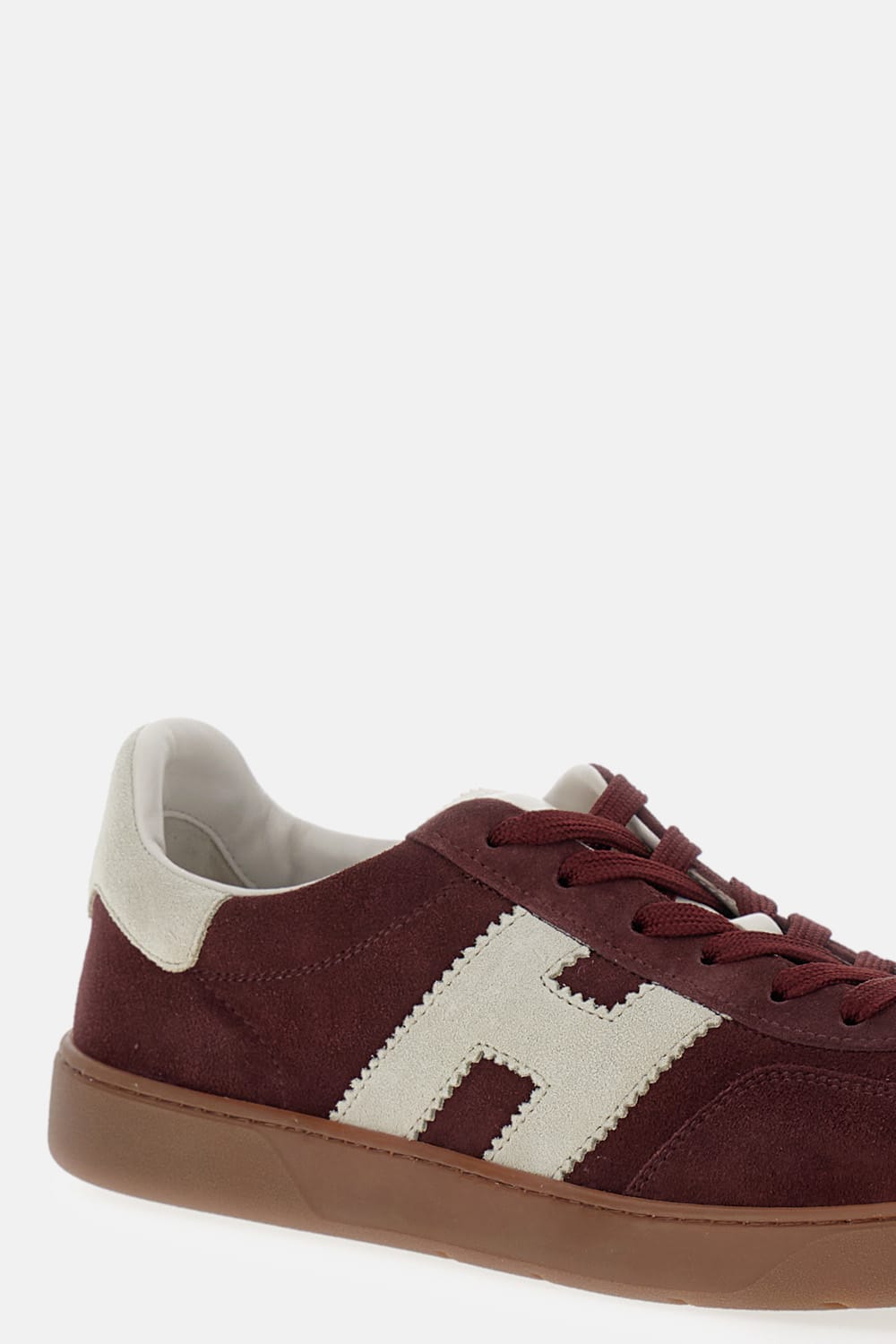 Hogan Stylish Leather Sneakers Suede Finish In Burgundy