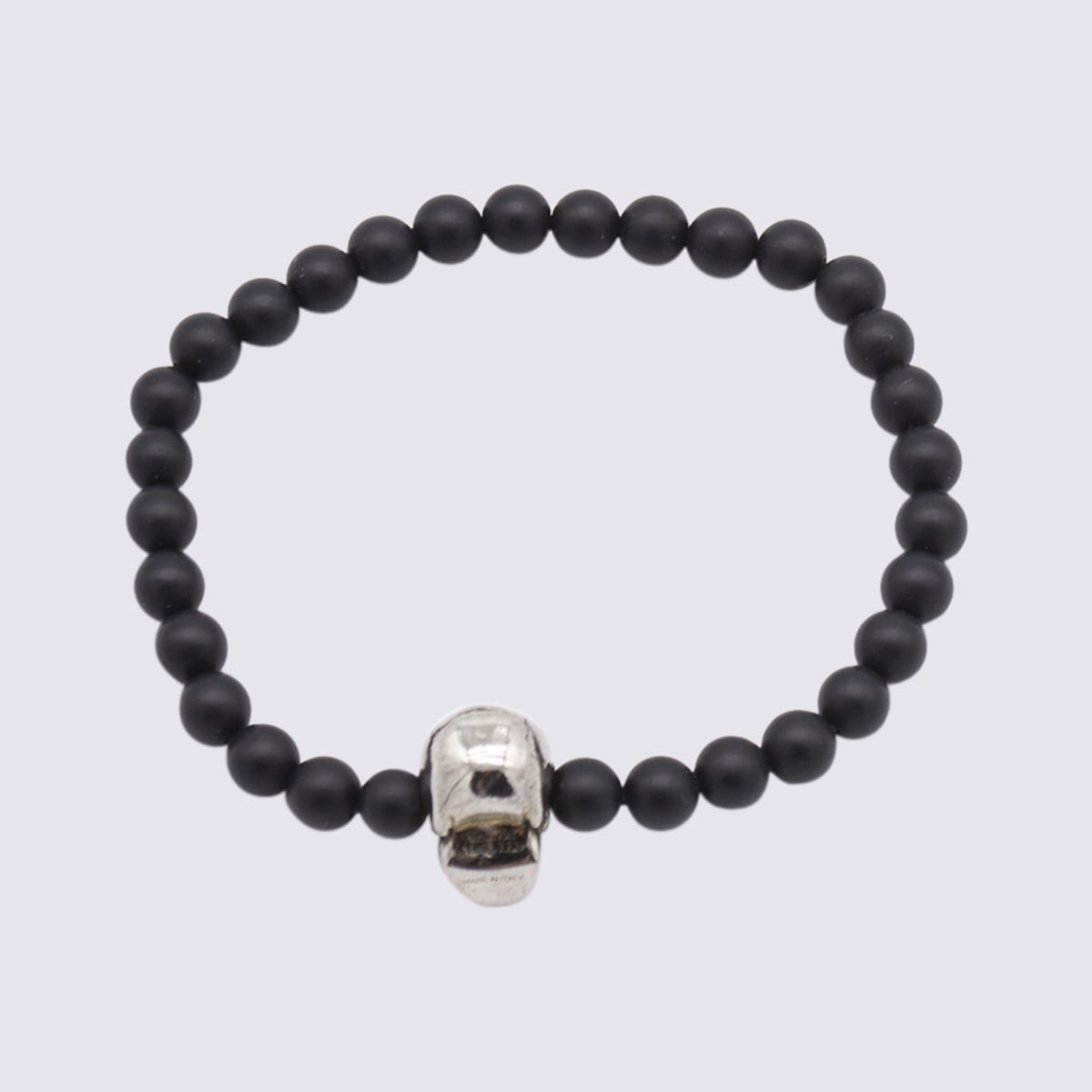 Shop Alexander Mcqueen Black And Silver Skull Bracelet In Silver/black