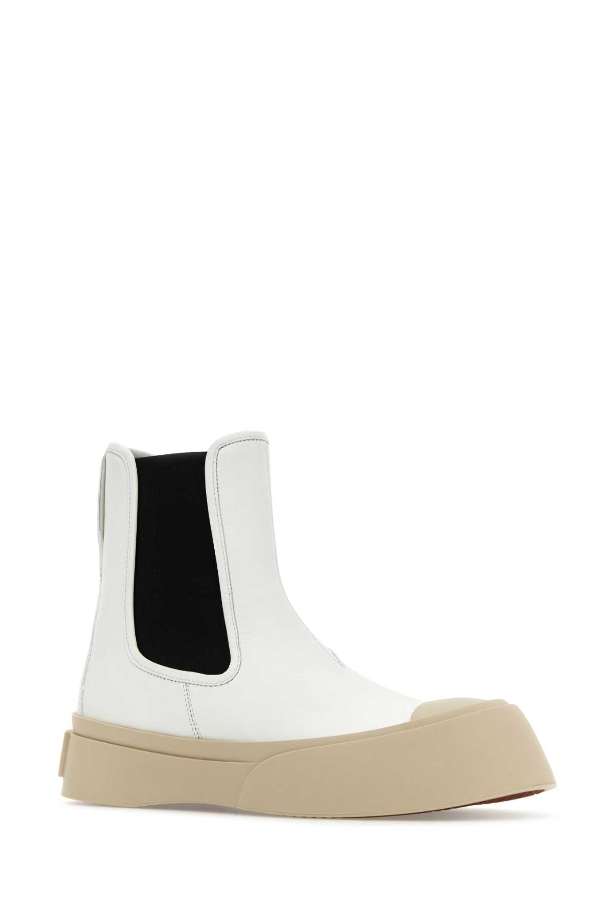Marni White Nappa Leather Pablo Ankle Boots In Lilywhite