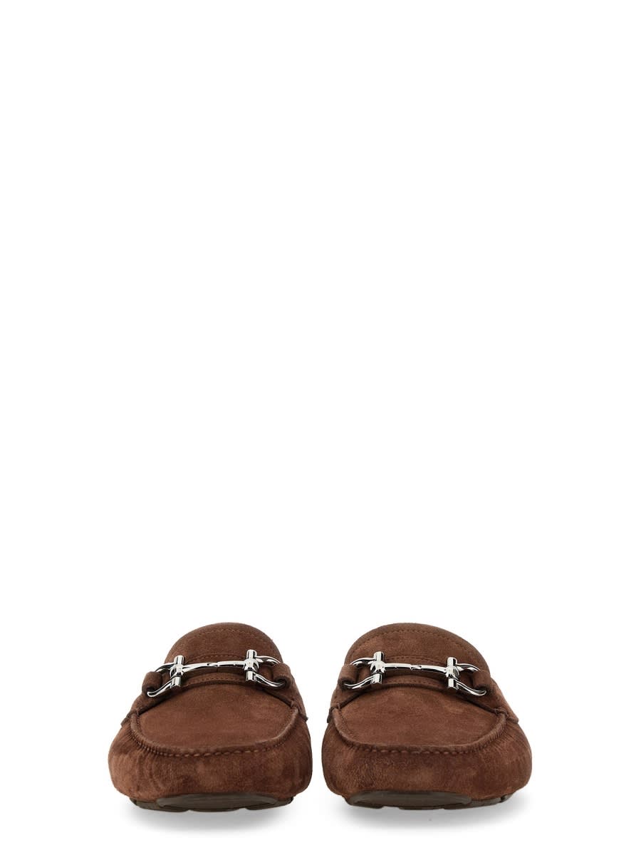 Shop Ferragamo Moccasin Ornament Gancini In Brown