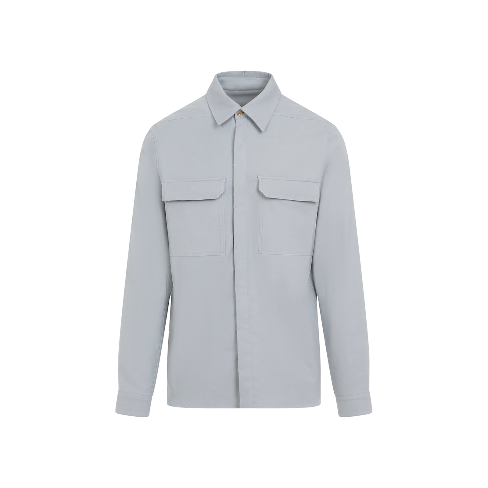 Rick Owens Work Shirt With Double Stitching And Flap Pockets In Pale Blue