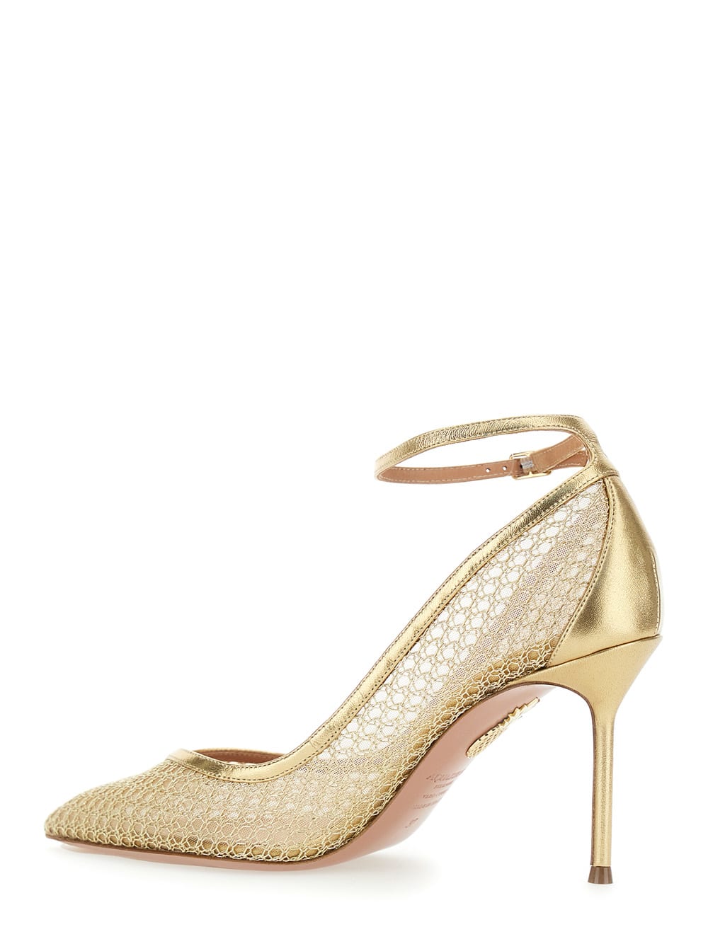 Aquazzura Asha Mesh Pumps In Golden