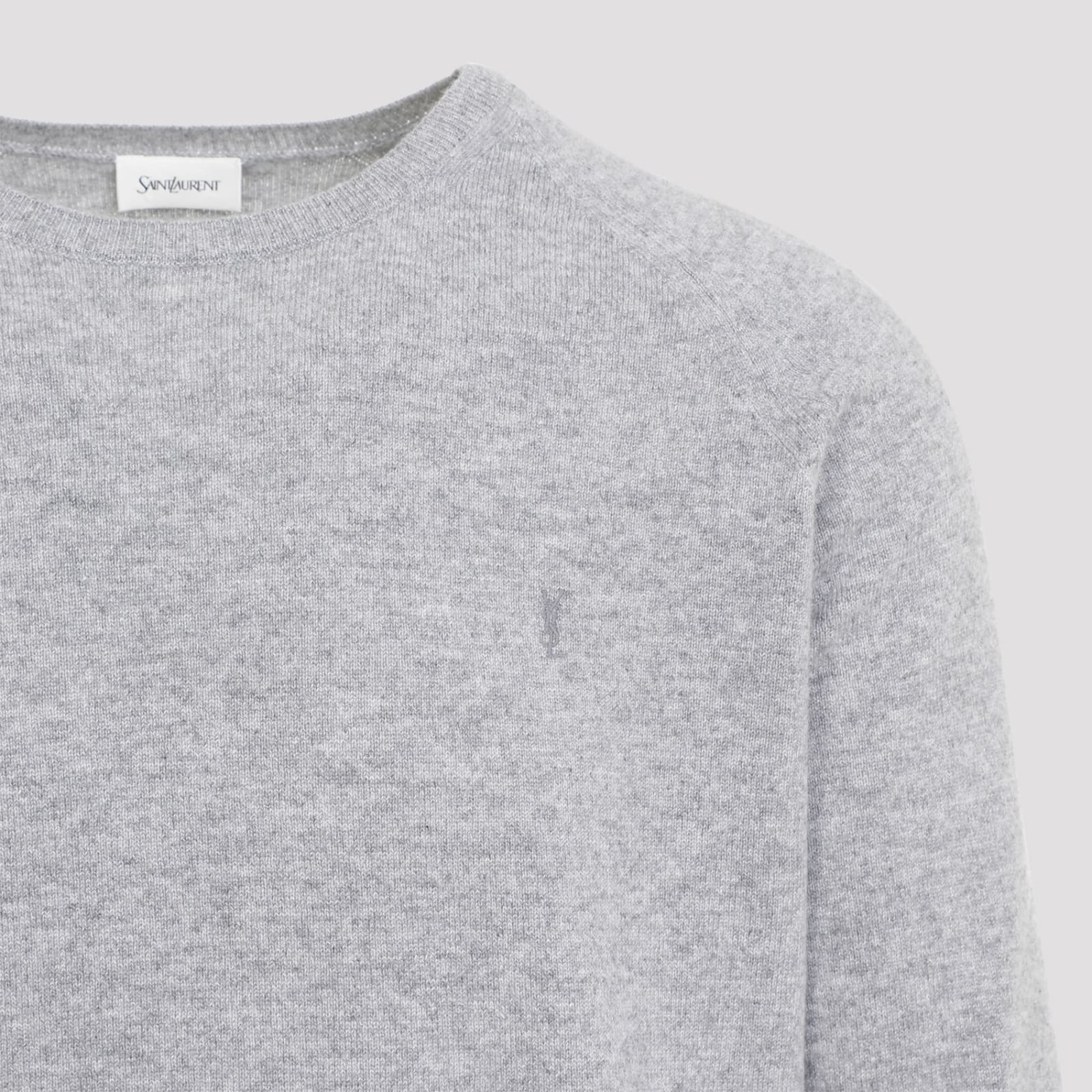 Shop Saint Laurent Cashmere Sweater In Gris Chine