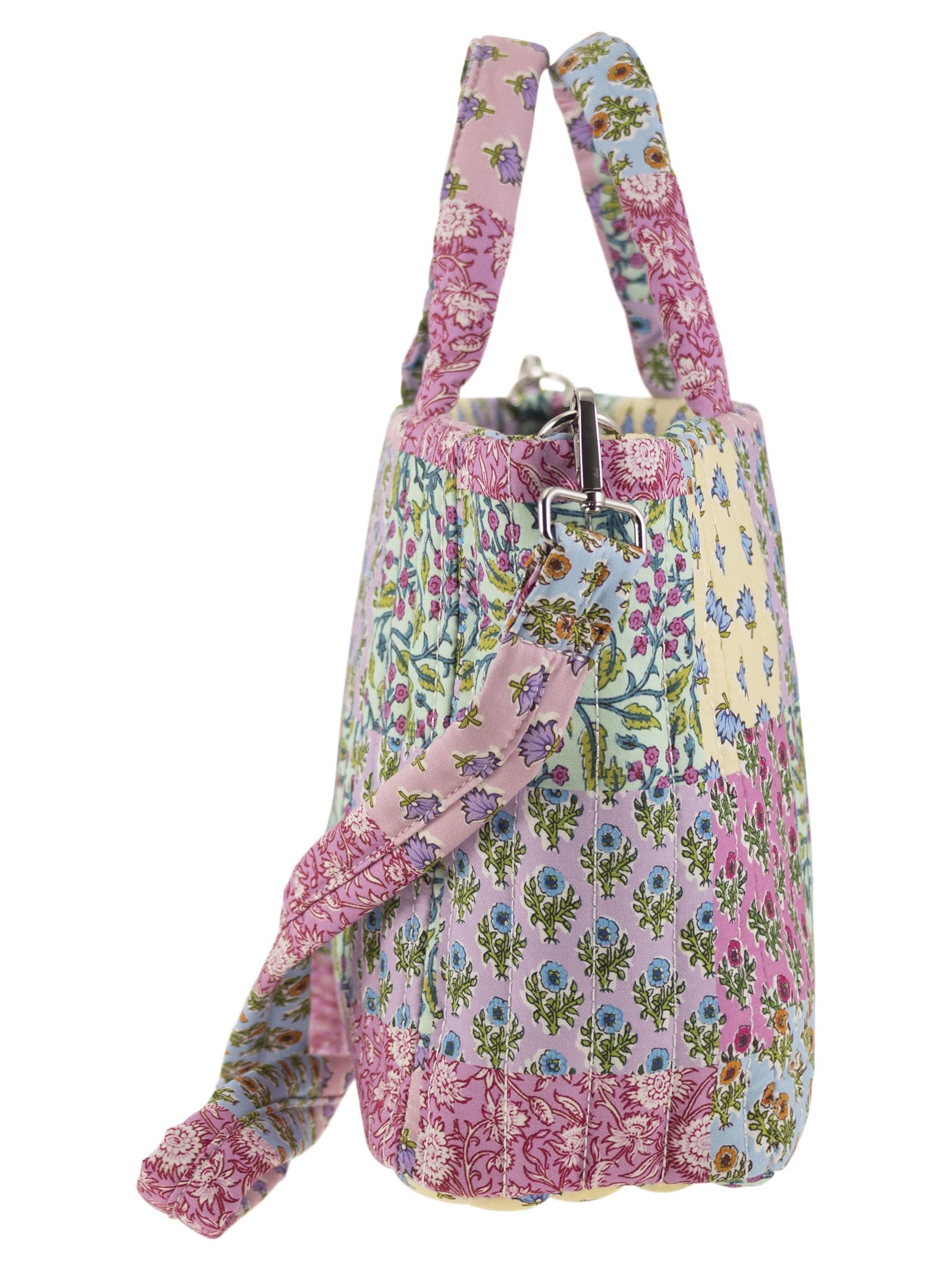 Shop Mc2 Saint Barth Soft Tote Mid Quilted Bag With Flowers In Multicolor