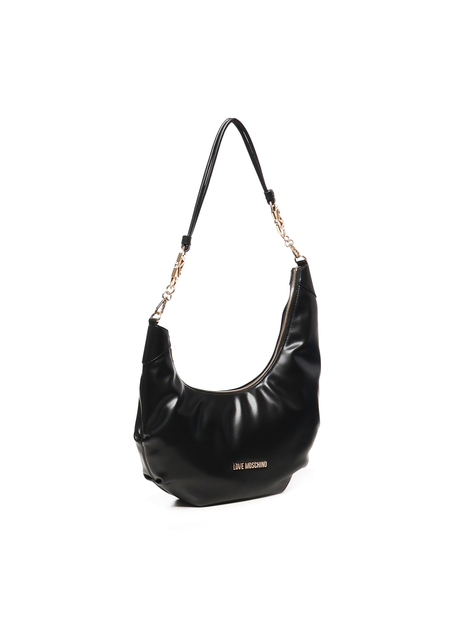 Love Moschino Asymmetrical Hobo Bag In Black