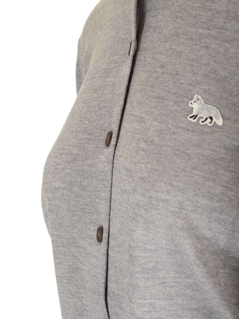 Shop Maison Kitsuné Grey Cardigan With Baby Fox Patch