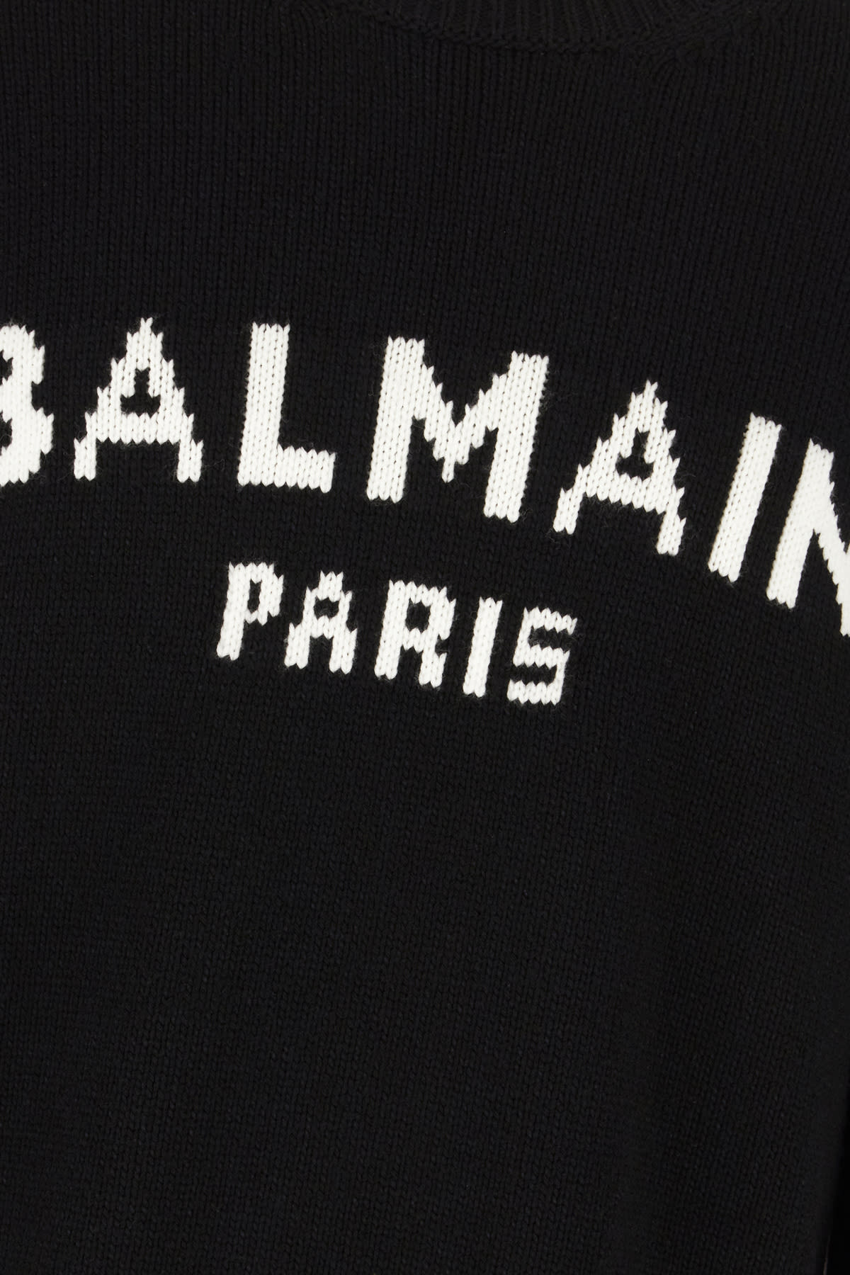 Shop Balmain Black Wool Blend Sweater