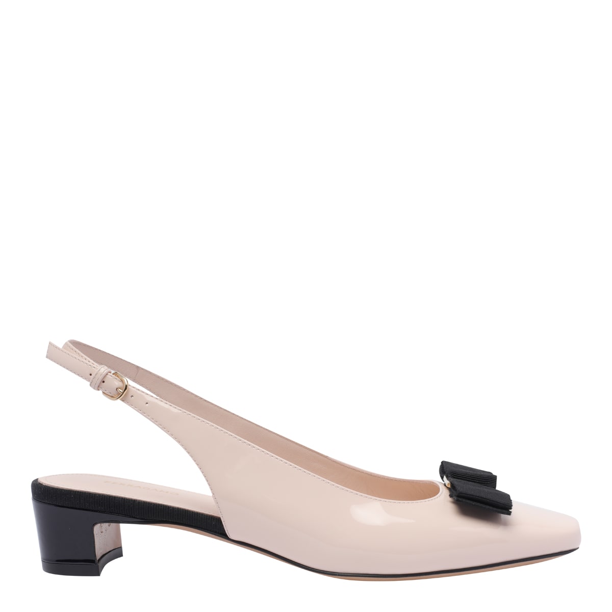Ferragamo Slingback Pumps With Block Heel And Bow In Pink