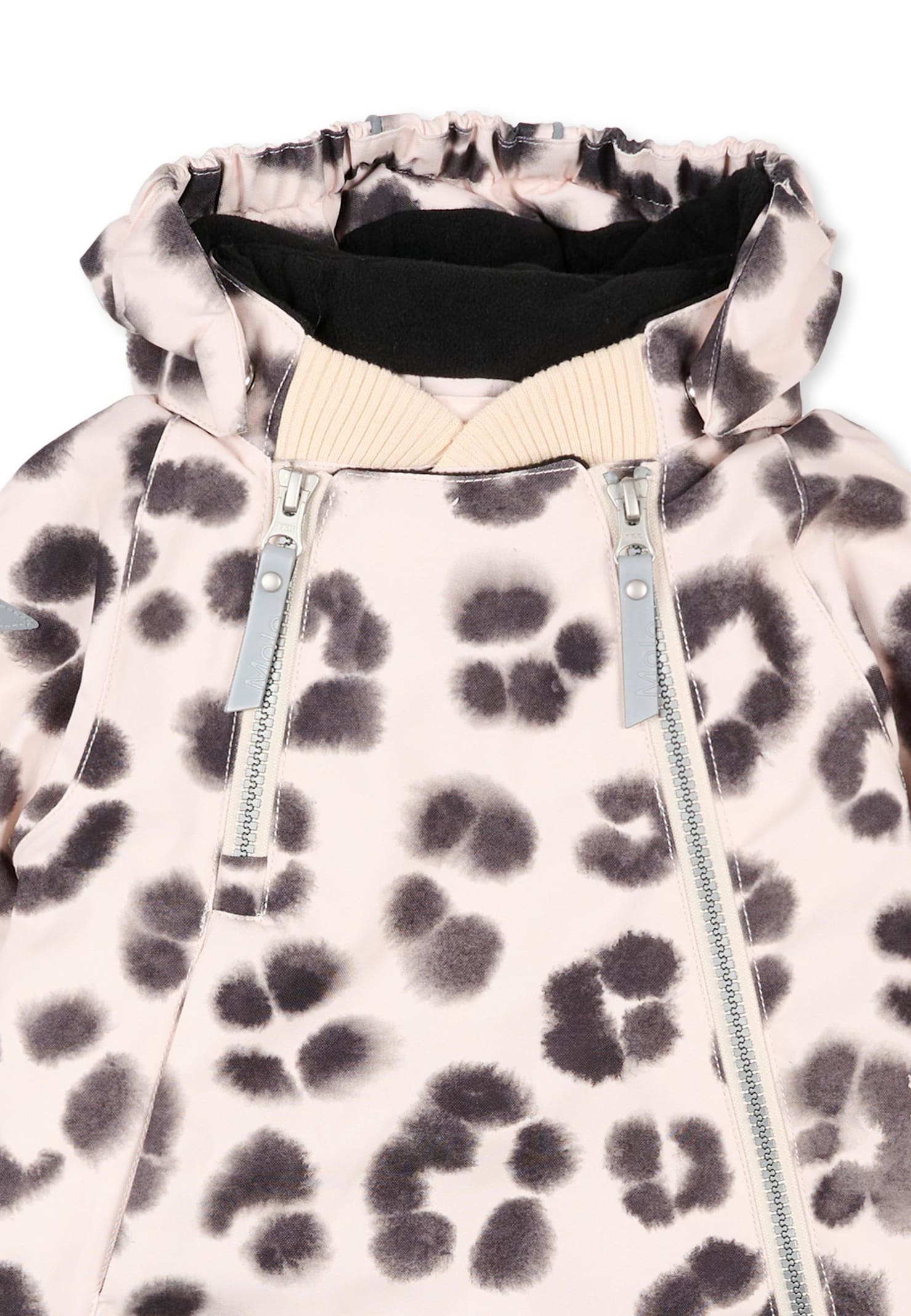 Molo Beige Down Snow Jacket For Baby Girl With Print In Brown