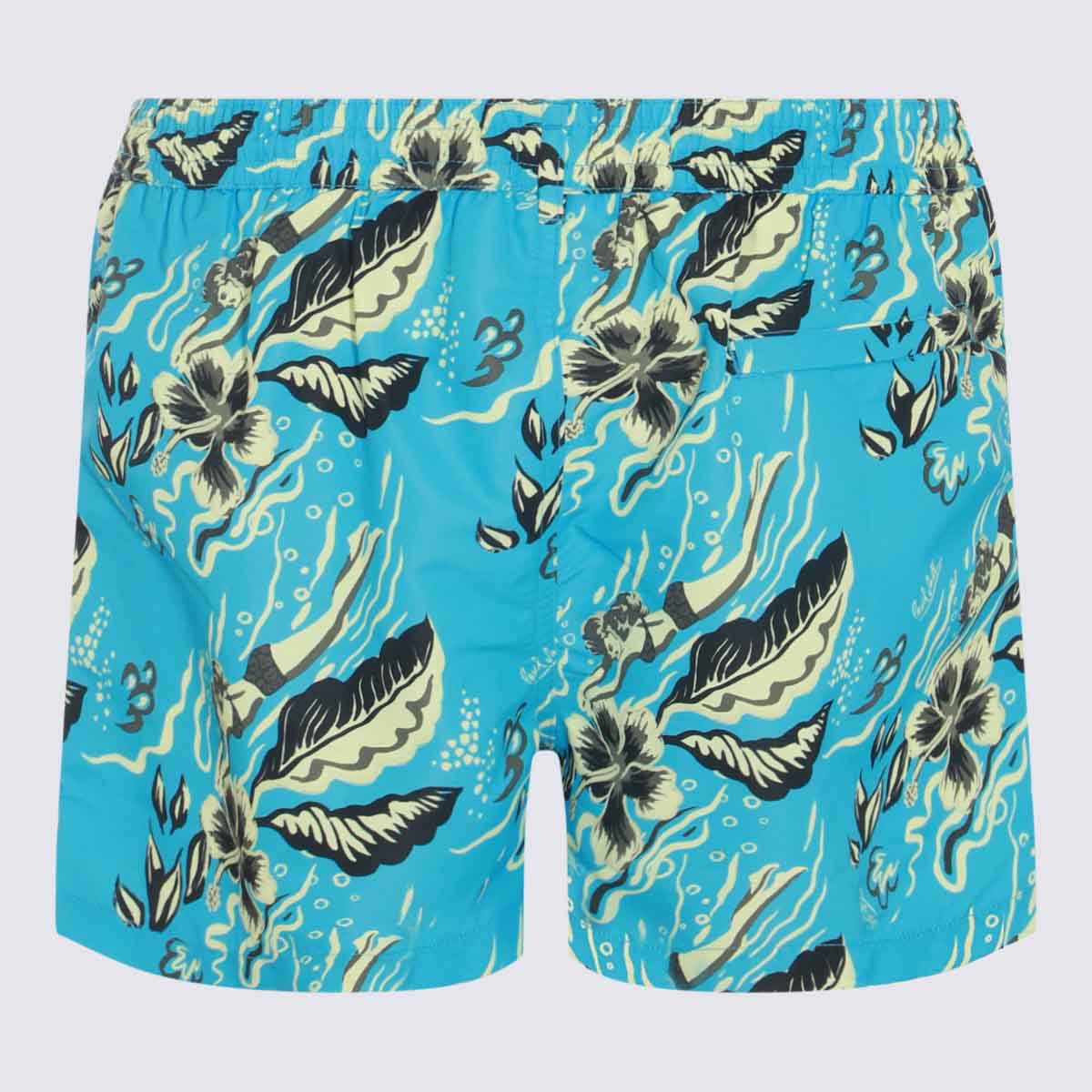Shop Paul Smith Light Blue Multicolour Swim Shorts