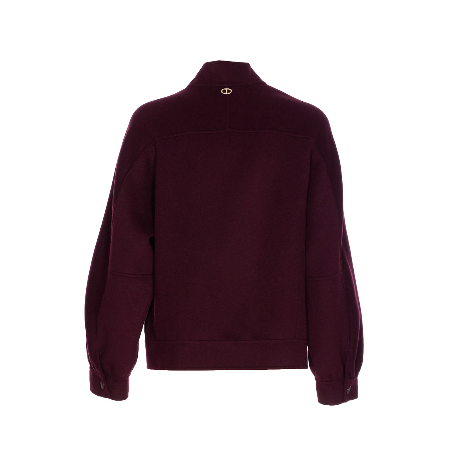 Twinset Snap-button Crew-neck Jacket In Purple