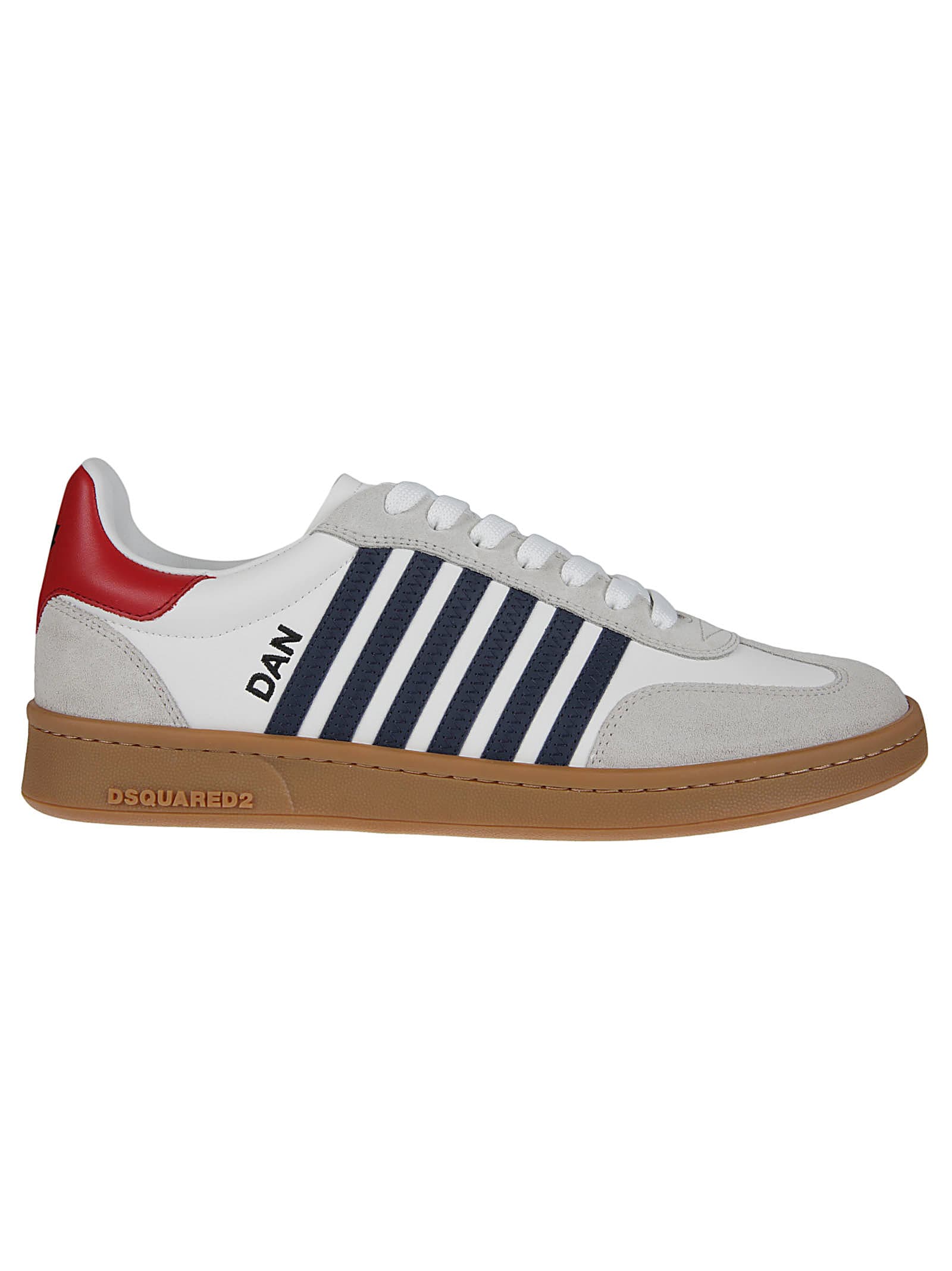 Shop Dsquared2 Boxer Lace-up Low Top Sneakers In Bianco/blu/rosso