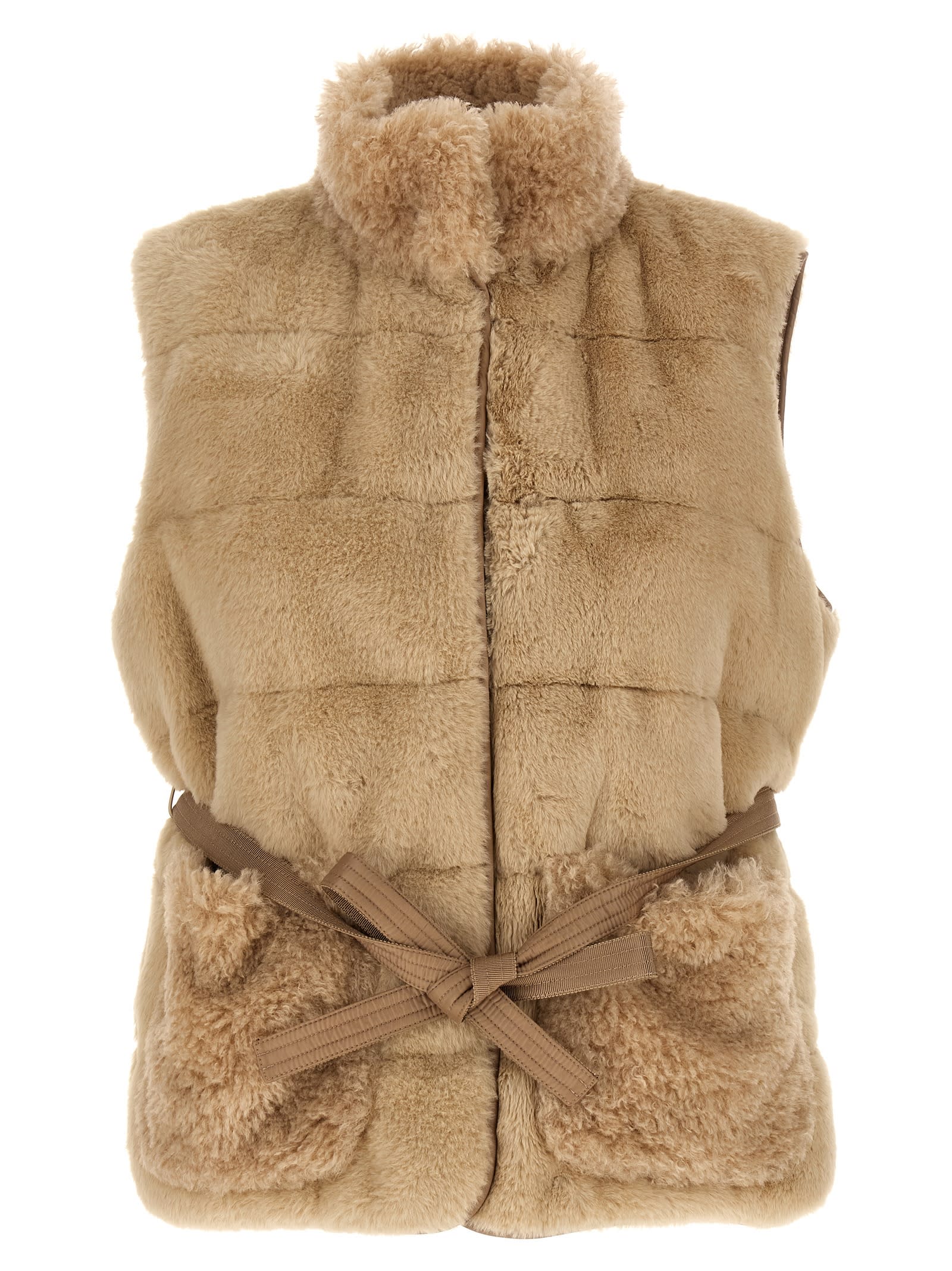 Moncler Joui Vest In Beige