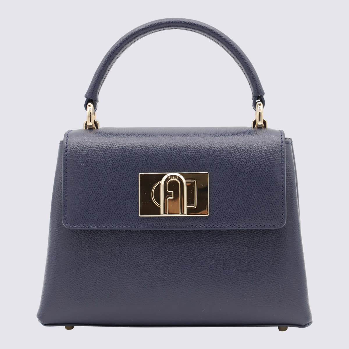 Shop Furla Blue Leather 1927 Mini Shoulder Bag In Mediterraneo