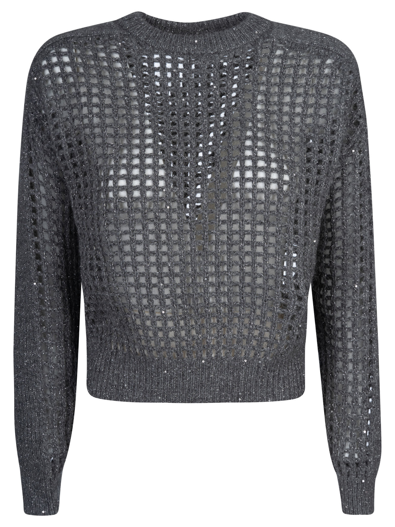 Shop Brunello Cucinelli Rib Trim Perforated Sweater