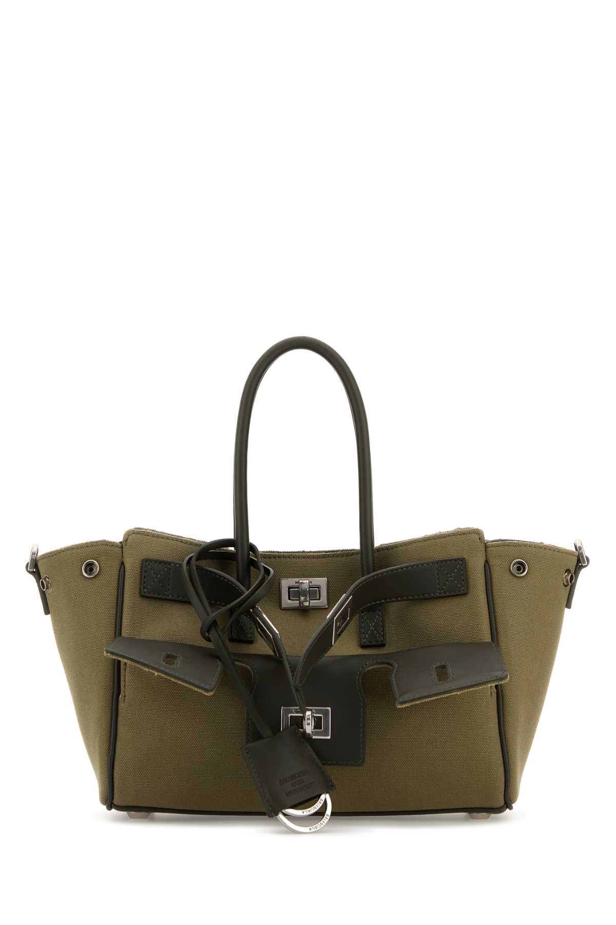 Shop Balenciaga Army Green Canvas Carry All Bel Air Shopping Bag