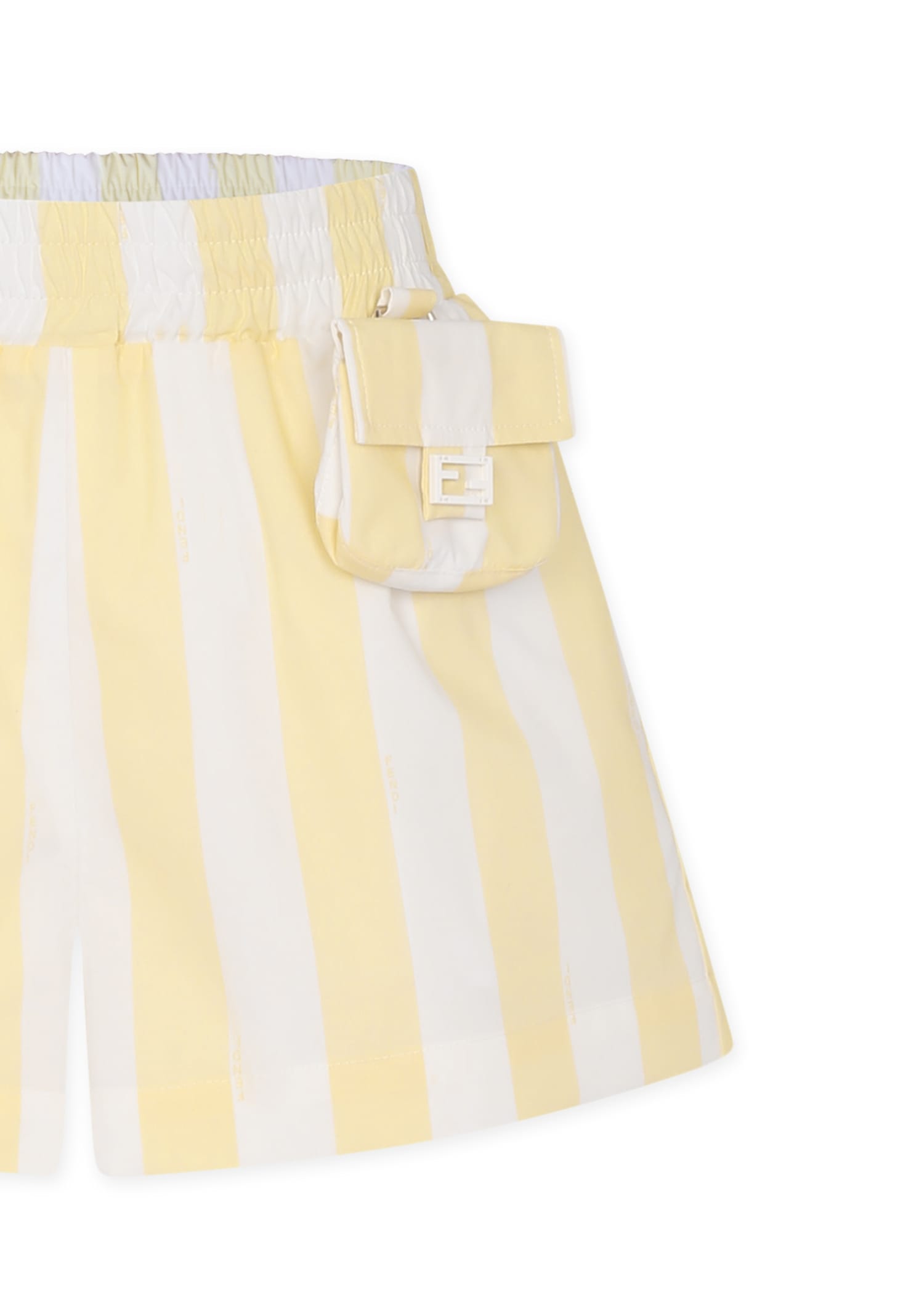 Fendi Yellow Shorts For Girl With Pequin Print In Yellow