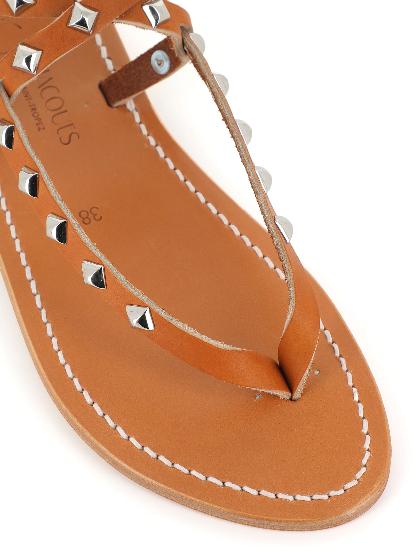 Kjacques Deltapyr Studded Flat Sandals In Leather