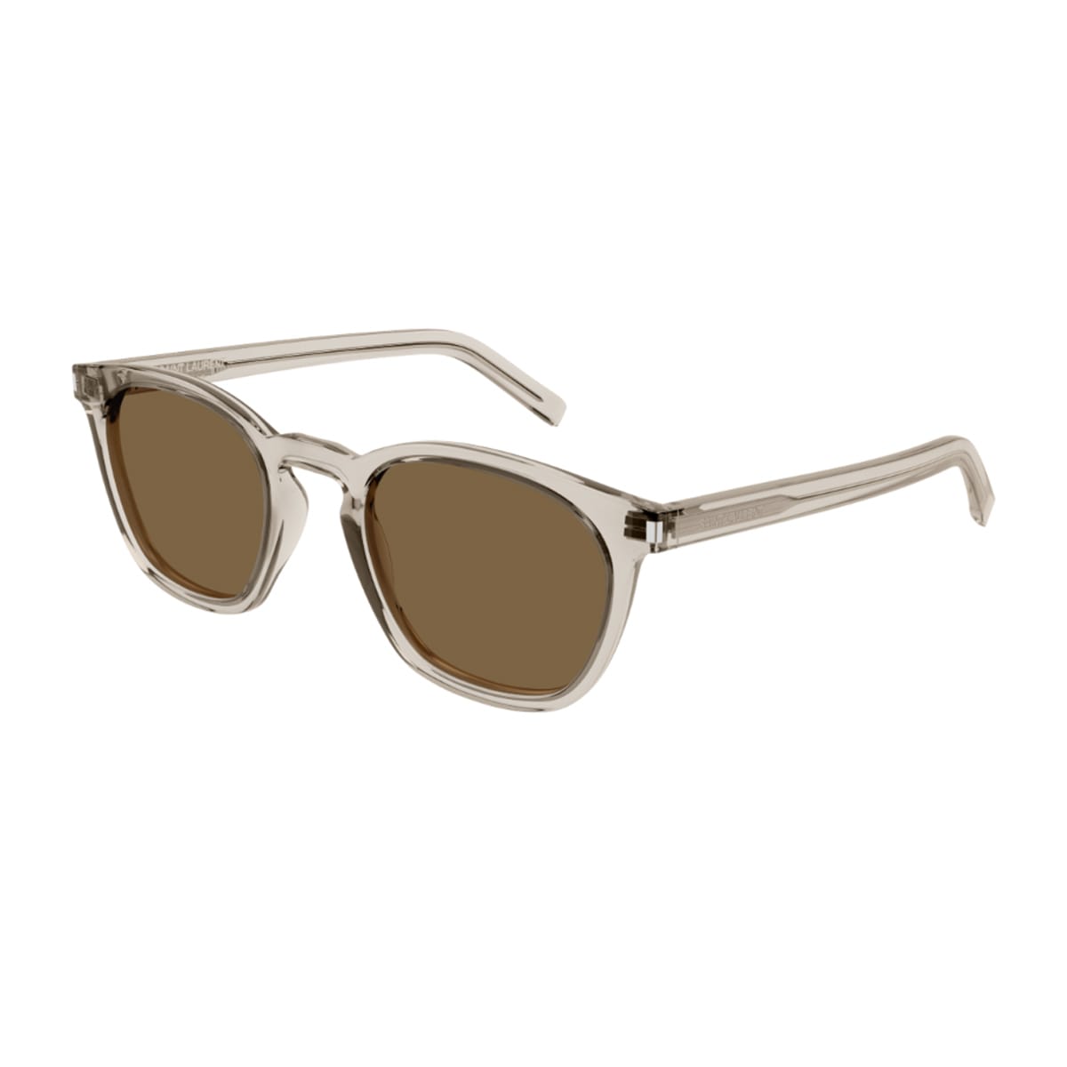 Saint Laurent Sl 28 Linea Corner Angle 047 Beige Transparent Brown Sunglasses In Gray