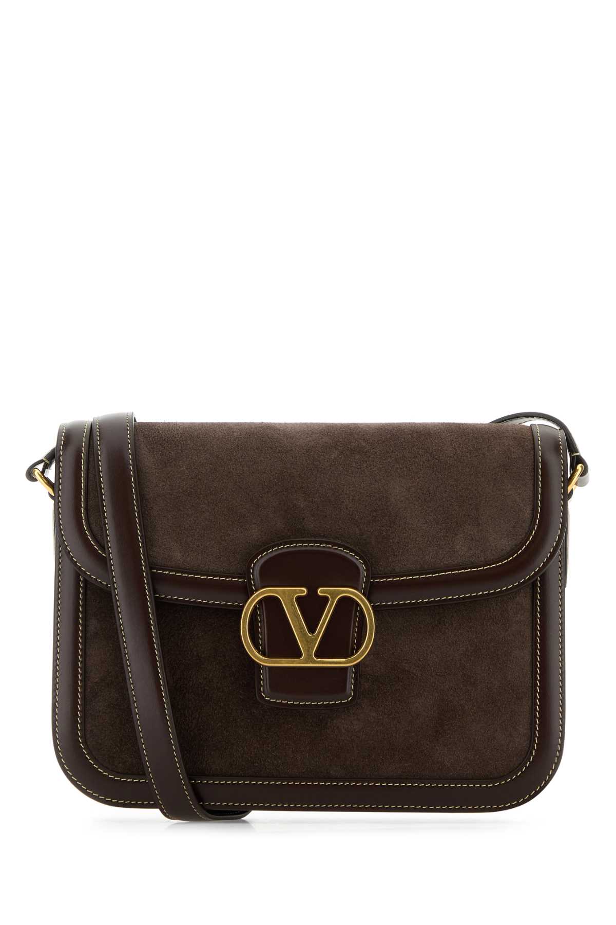 Valentino Brown Suede And Leather 9to5 Shoulder Bag In Testadimorooakbrown