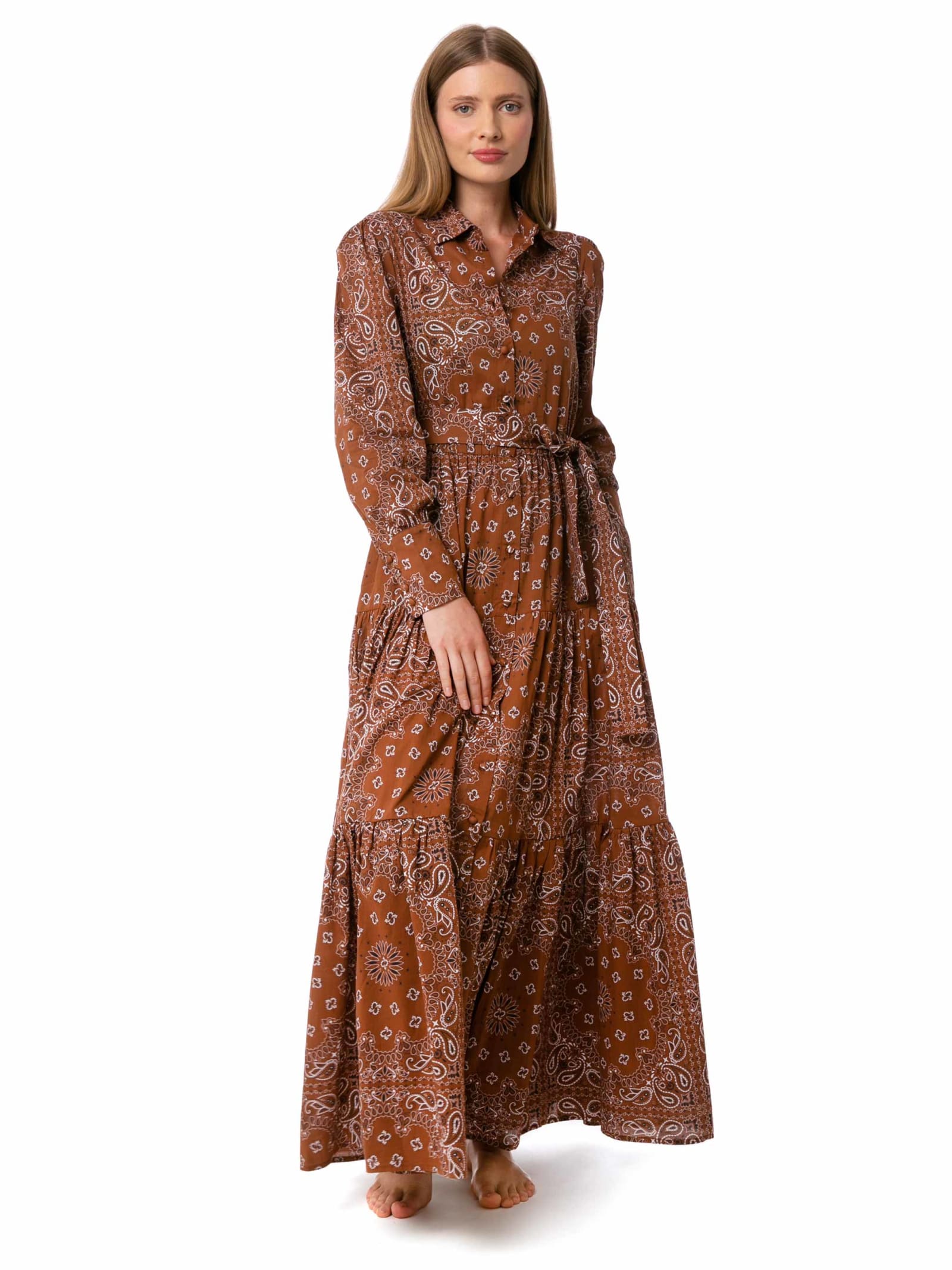 Mc2 Saint Barth Woman Long Dress In Brown