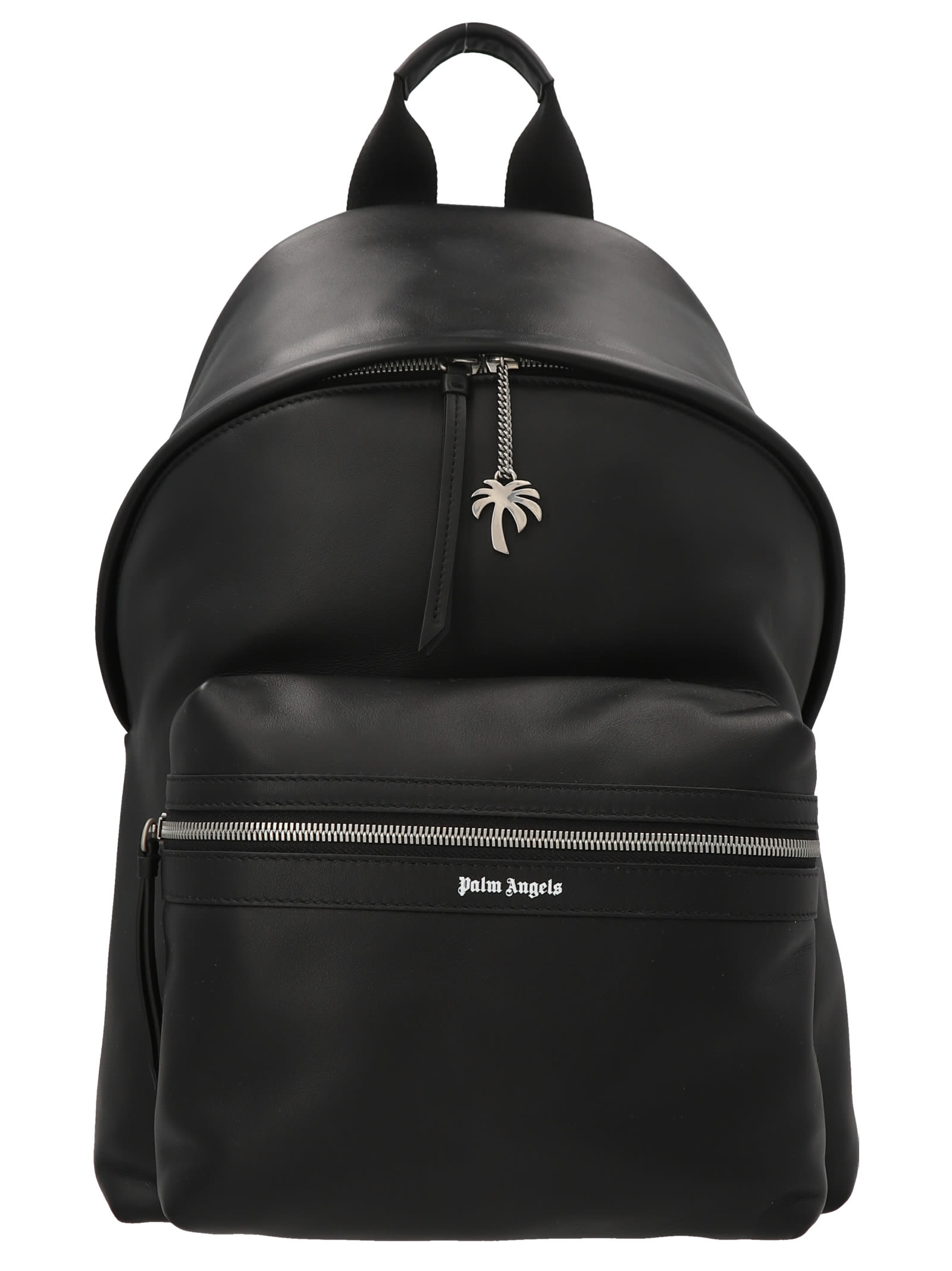 Palm Angels Logo Leather Backpack In Black ModeSens