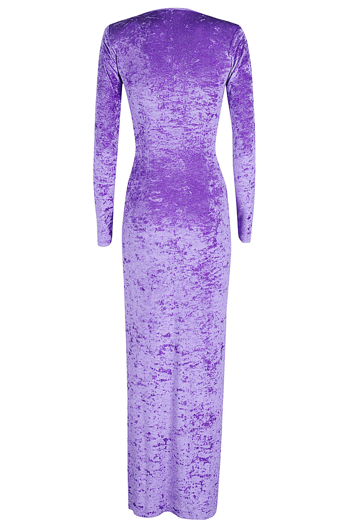 Shop Amen Long Dress In Crush Velvet In Purple