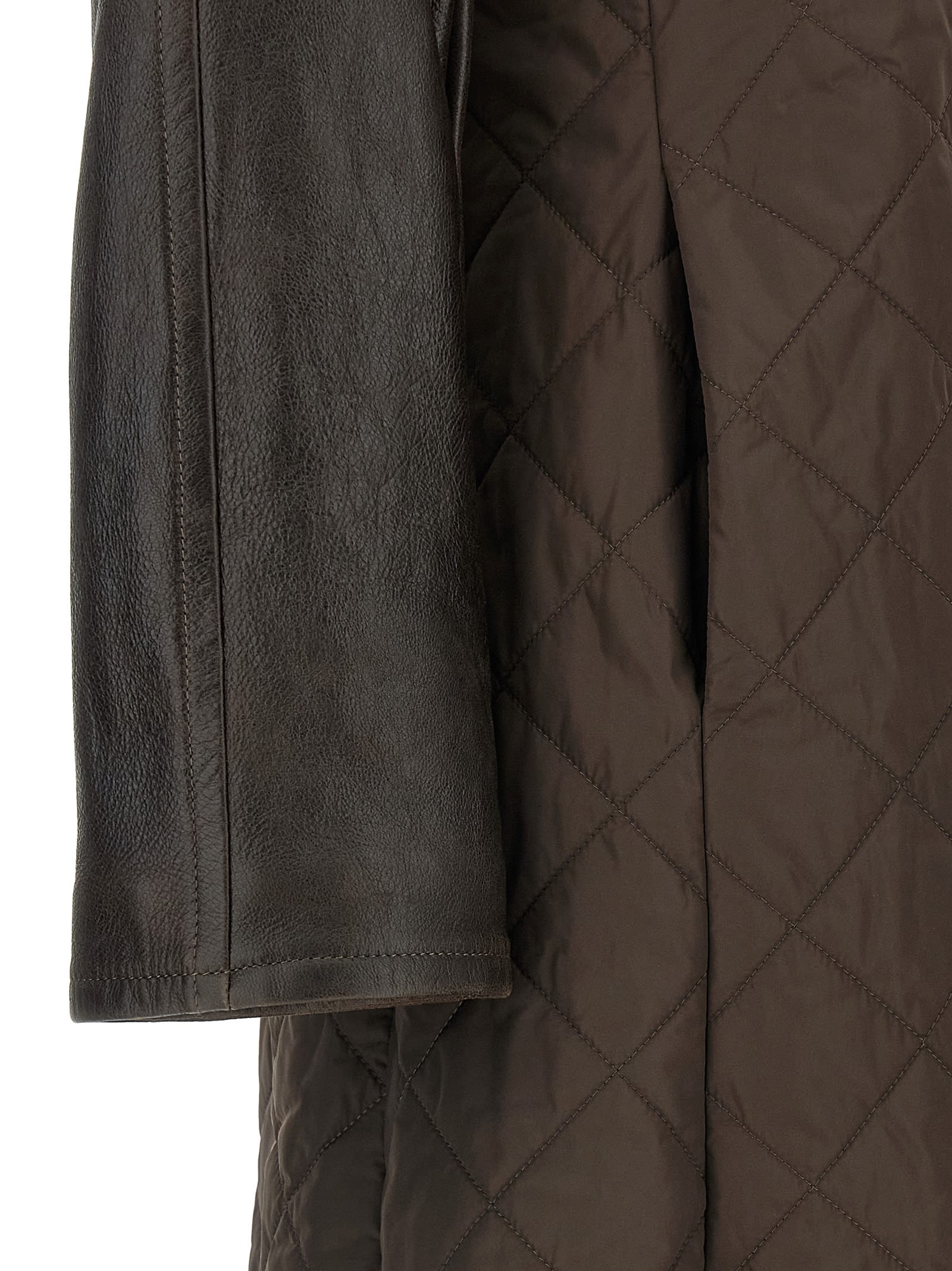 Max Mara Quilted Coat In Technical Fabric In Brown