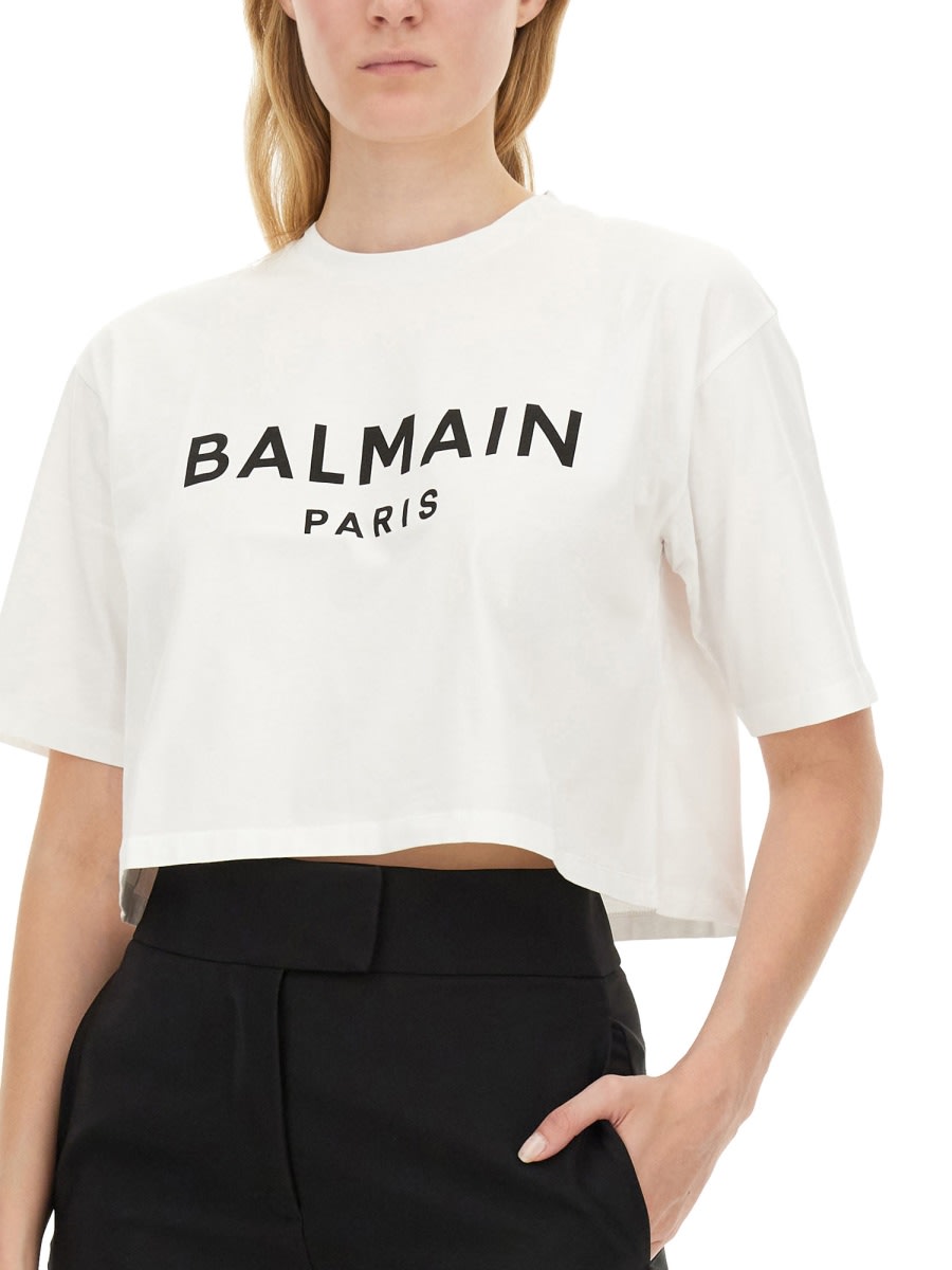 Shop Balmain T-shirt With Logo In White