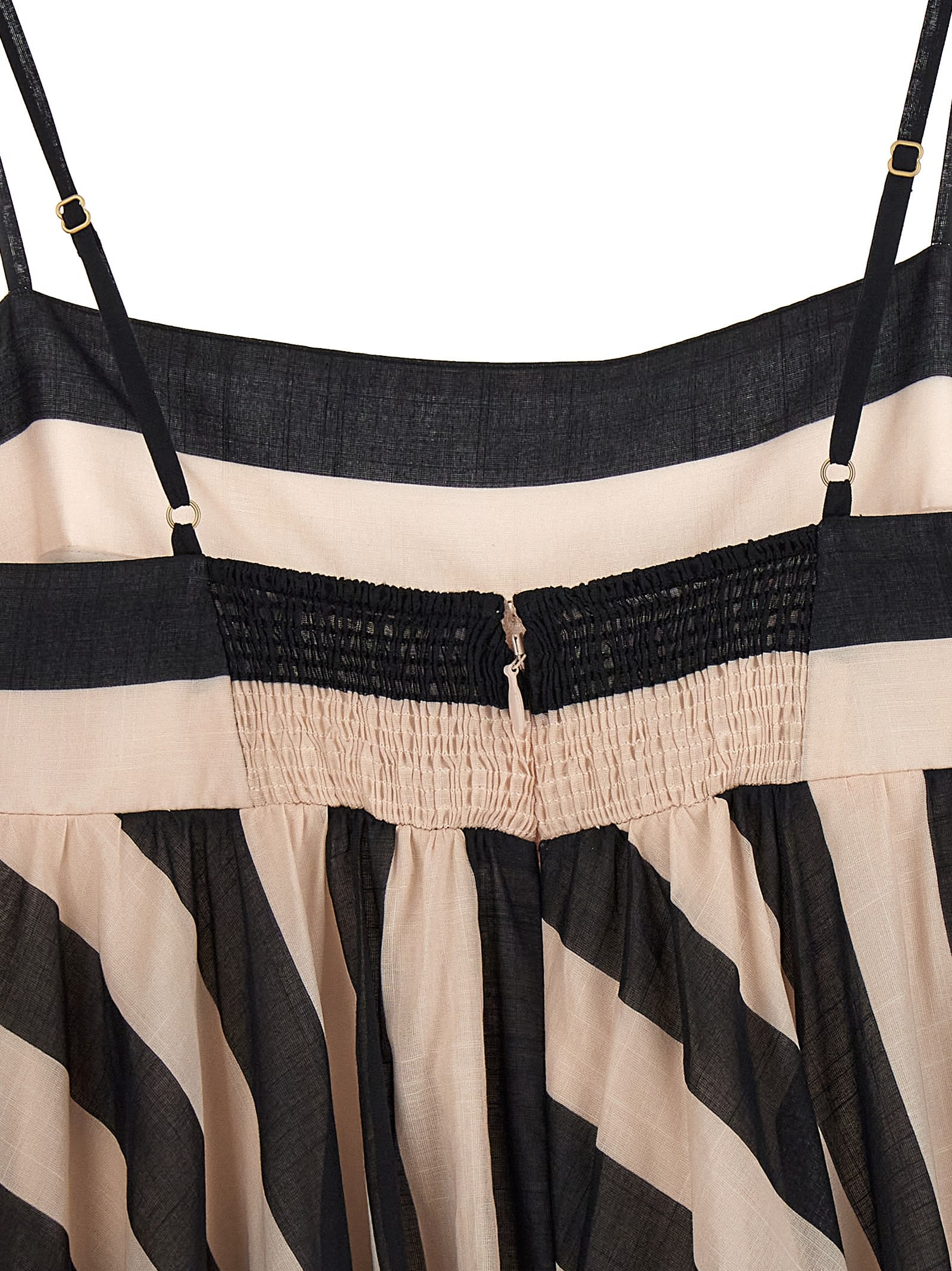 Zimmermann Maxine Stripe Maxi Dress Black/cream Stripe In White/black