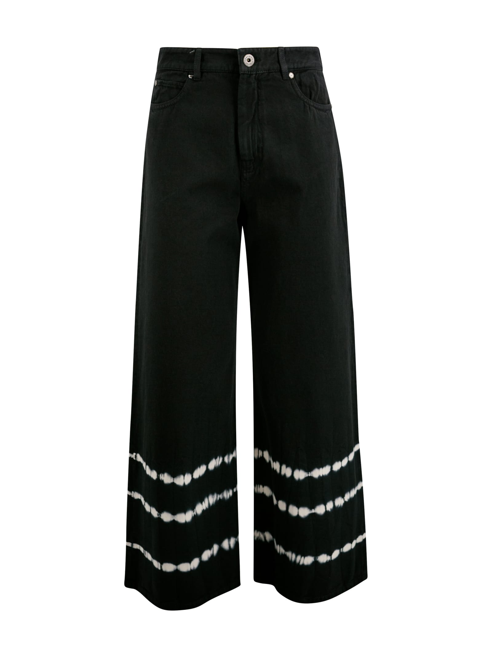 Shop Weekend Max Mara Cotton Tie &amp; Dye Trousers In Black