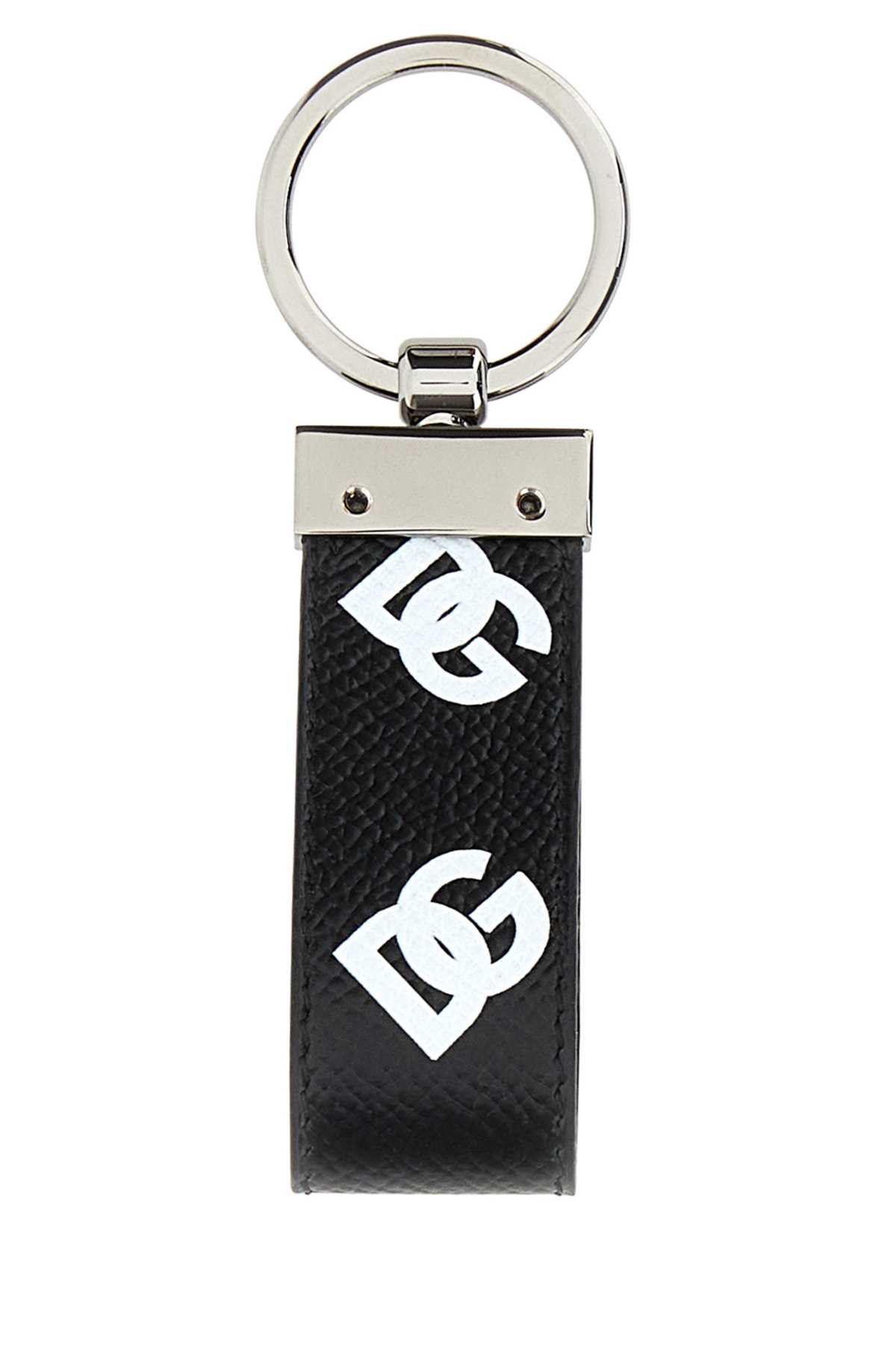 Dolce & Gabbana Black Leather Key Ring In Hnvaa