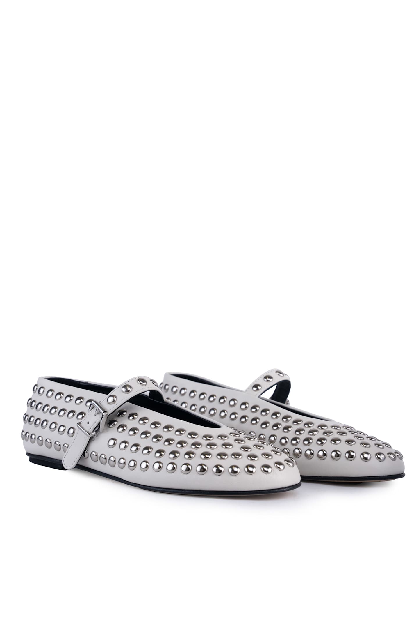 Liviana Conti Leather Ballet Flats With Studs In Ceramica