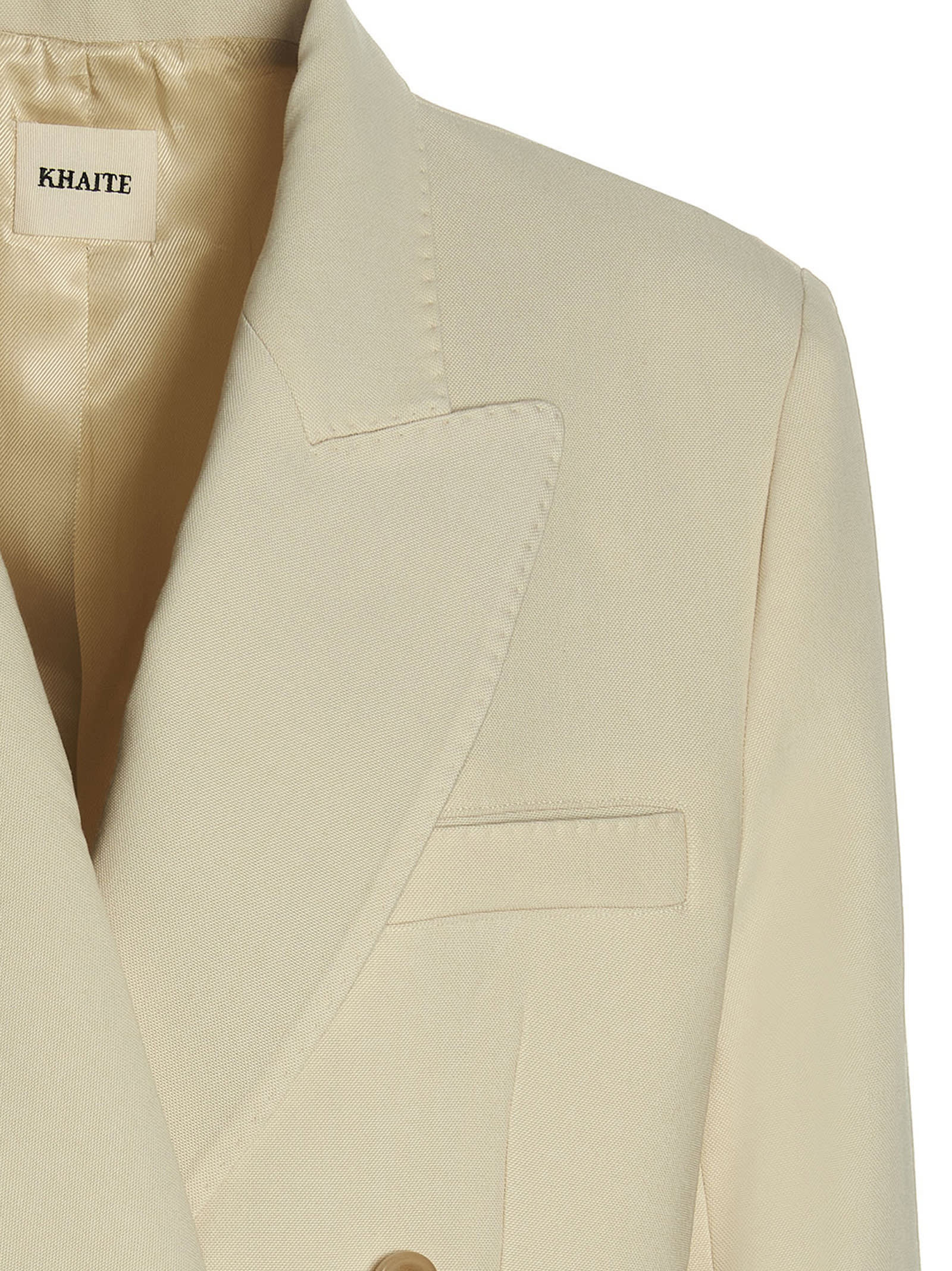 Shop Khaite Balton Blazer Jacket In Custard