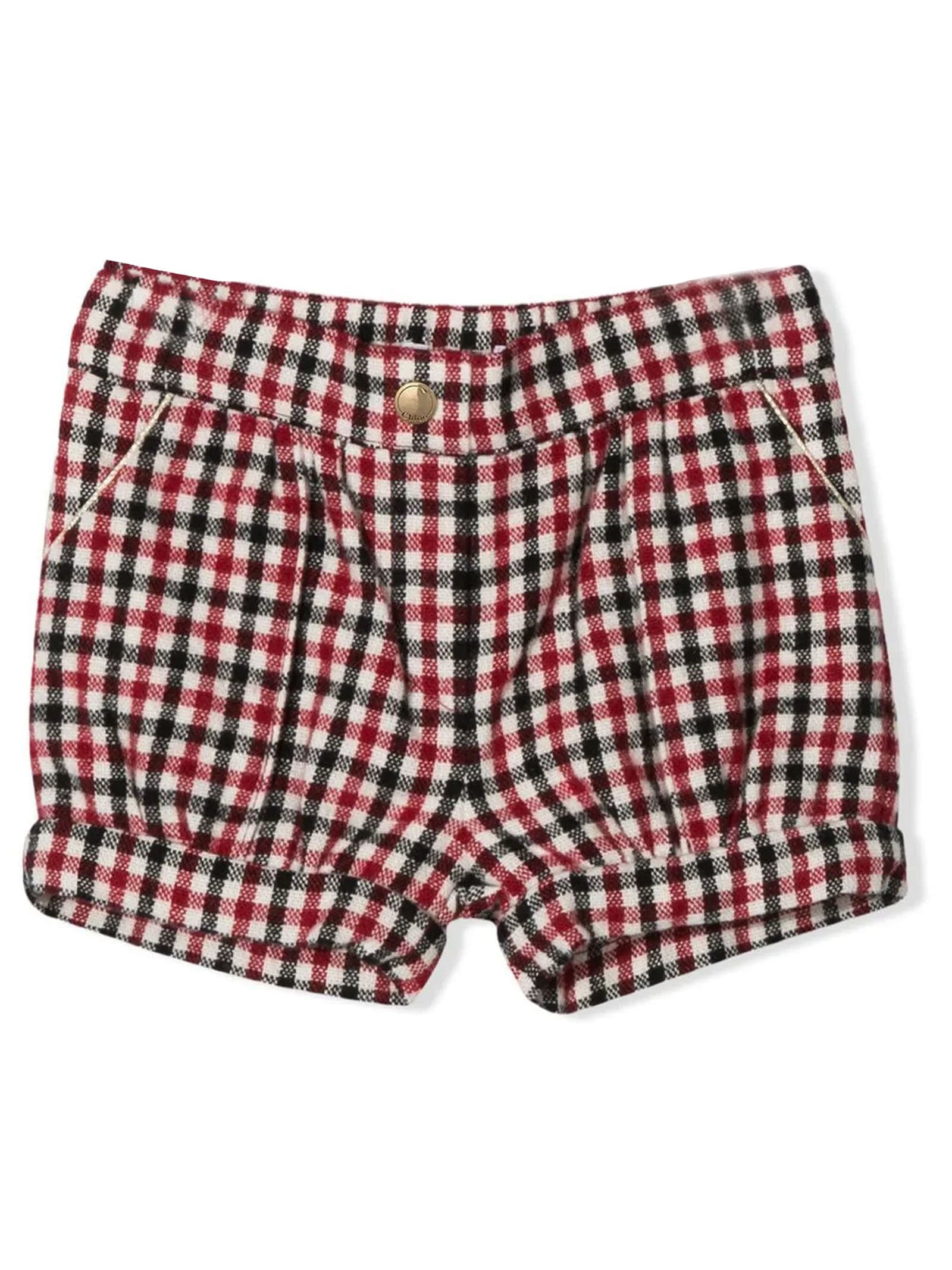Chloé Red, Black And White Cotton-blend Shorts