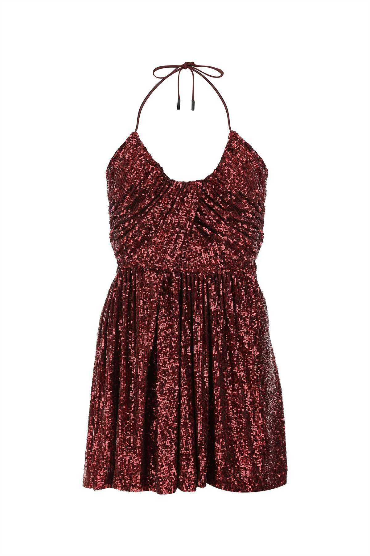 Shop Saint Laurent Burgundy Stretch Nylon Mini Dress In 5003