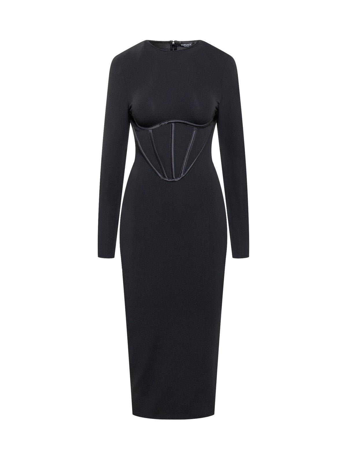 Versace Corset-style Crewneck Midi Dress