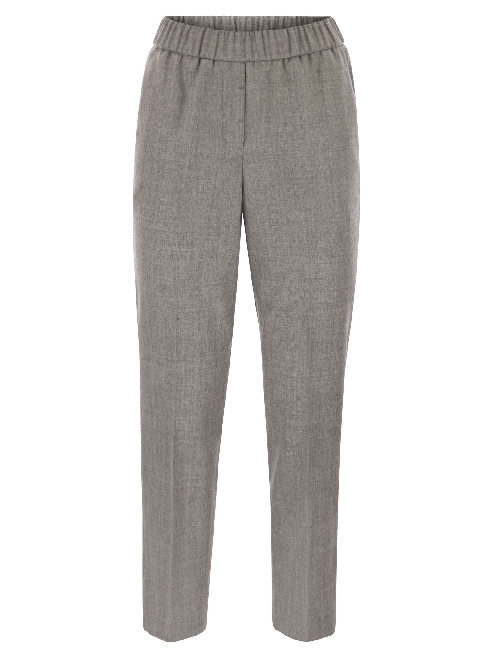 Peserico Virgin Wool Trousers With Lurex In Gray