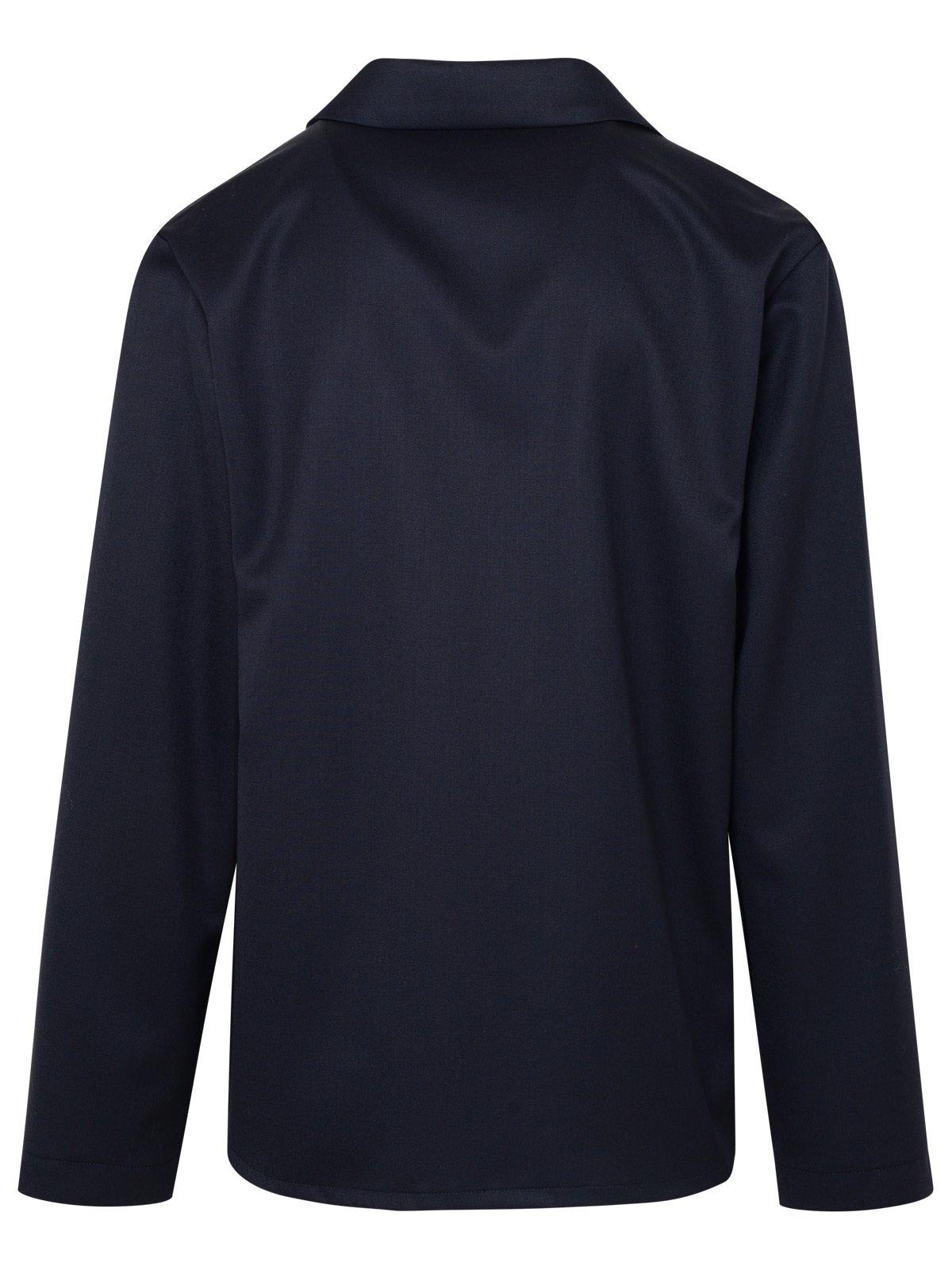 Shop Apc Long-sleeved Shirt Jacket In Dark Navy