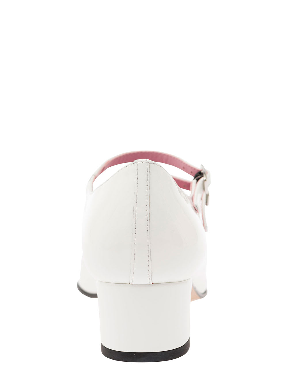 Shop Carel Kina White Mary Janes With Straps And Block Heel In Patent Leather Woman