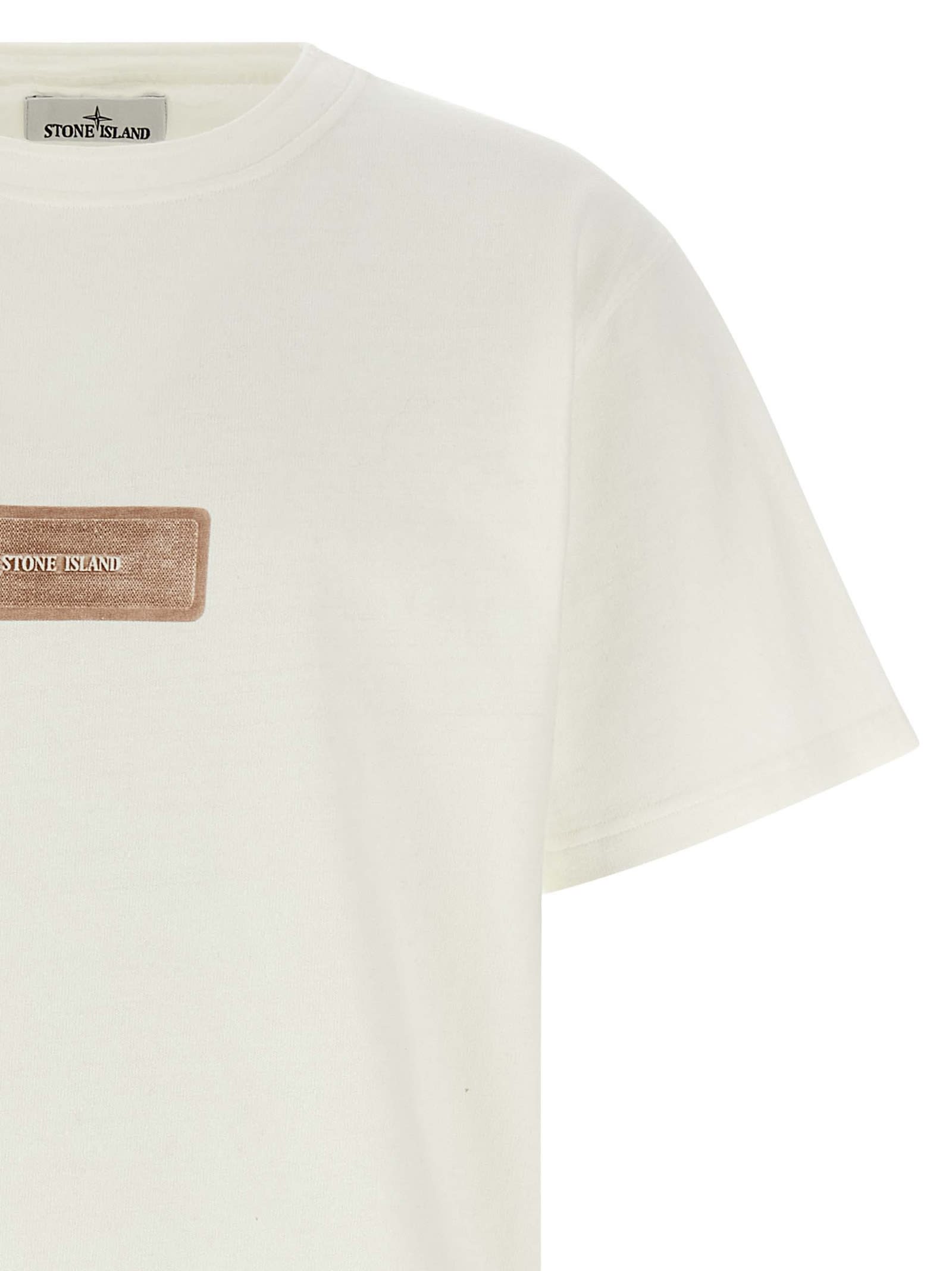 Stone Island Raw Beauty Recycled Cotton Archive Print T-shirt In White