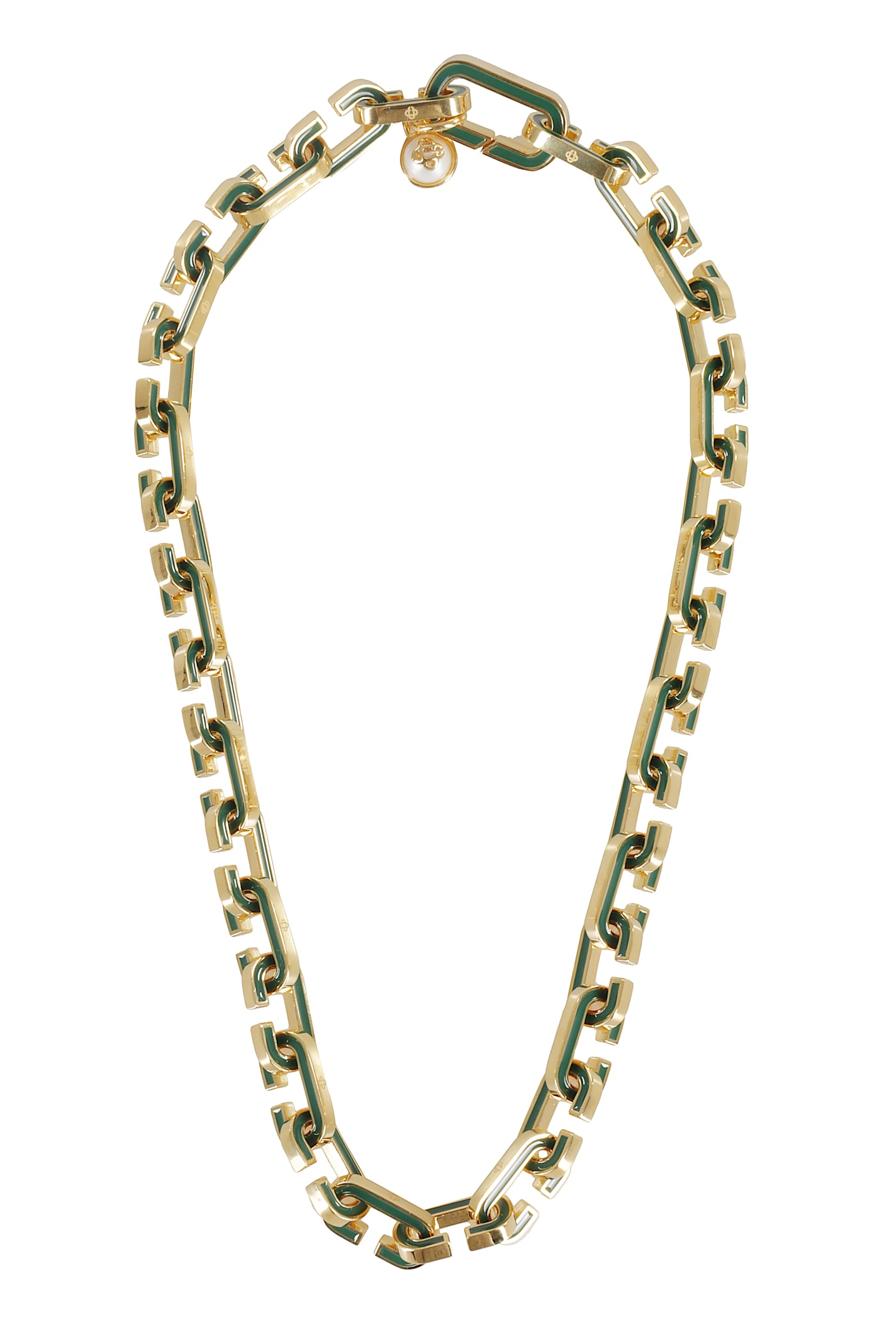 Casablanca Enamel C Link Necklace In Gold