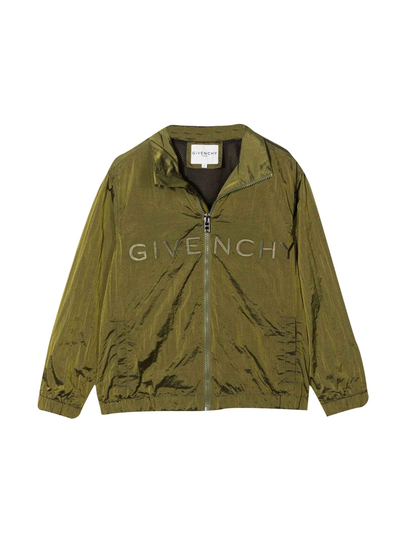 GIVENCHY BOY BOMBER WITH EMBROIDERY BY . EMBROIDERED LOGO ON THE CHEST, EMBROIDERED LOGO ON THE BACK, STAND-U