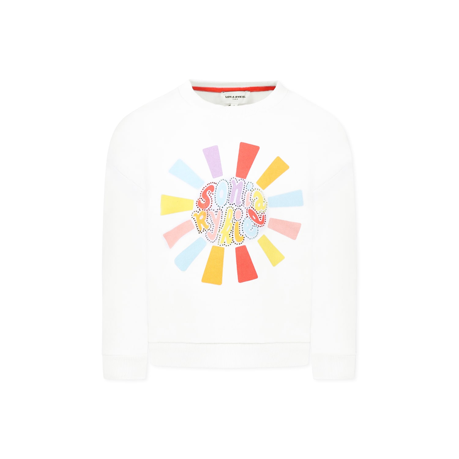 Rykiel Enfant White Sweatshirt For Girl With Logo In White