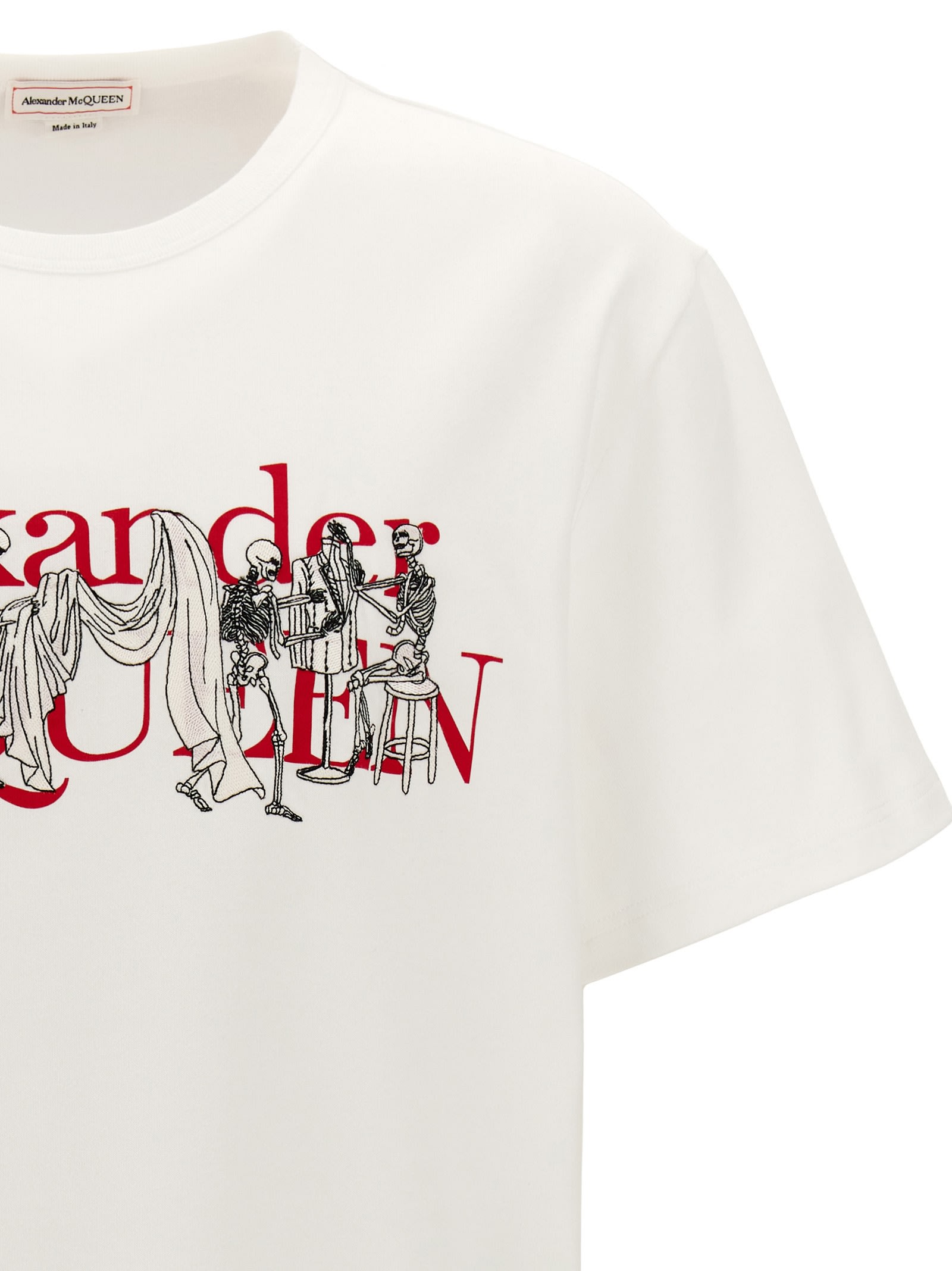 Shop Alexander Mcqueen Embroidery Logo Print T-shirt In White