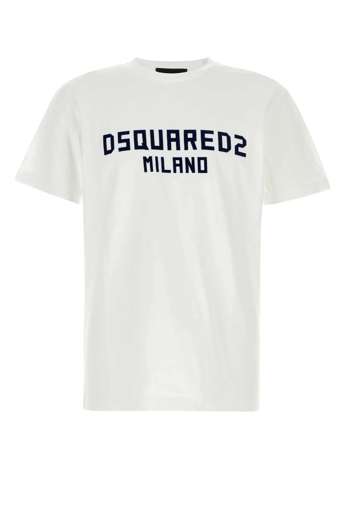 Dsquared2 White Crewneck T-shirt With Logo Lettering On The Front In White