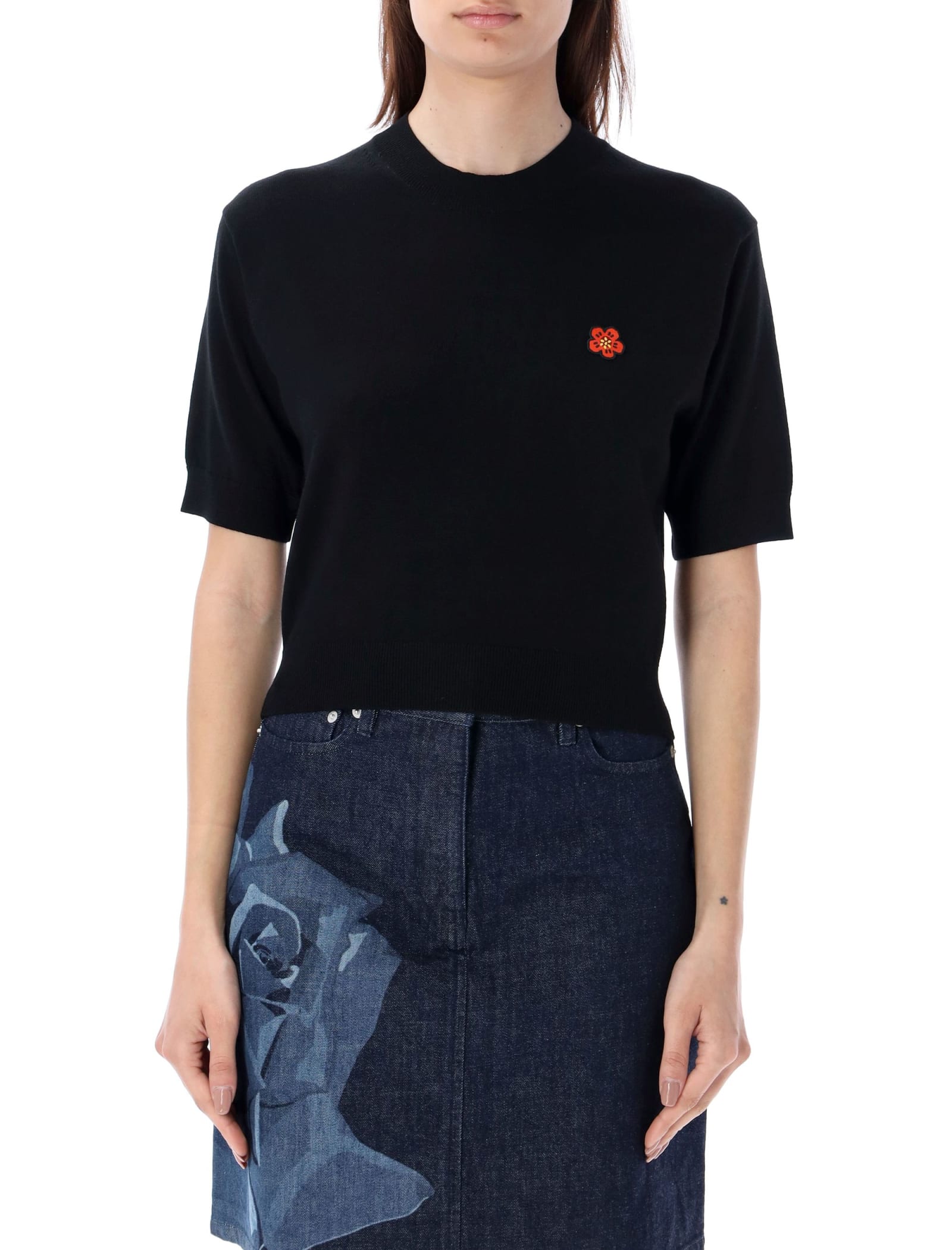 Shop Kenzo Boke Crest Short Sleeve Jumper In Black