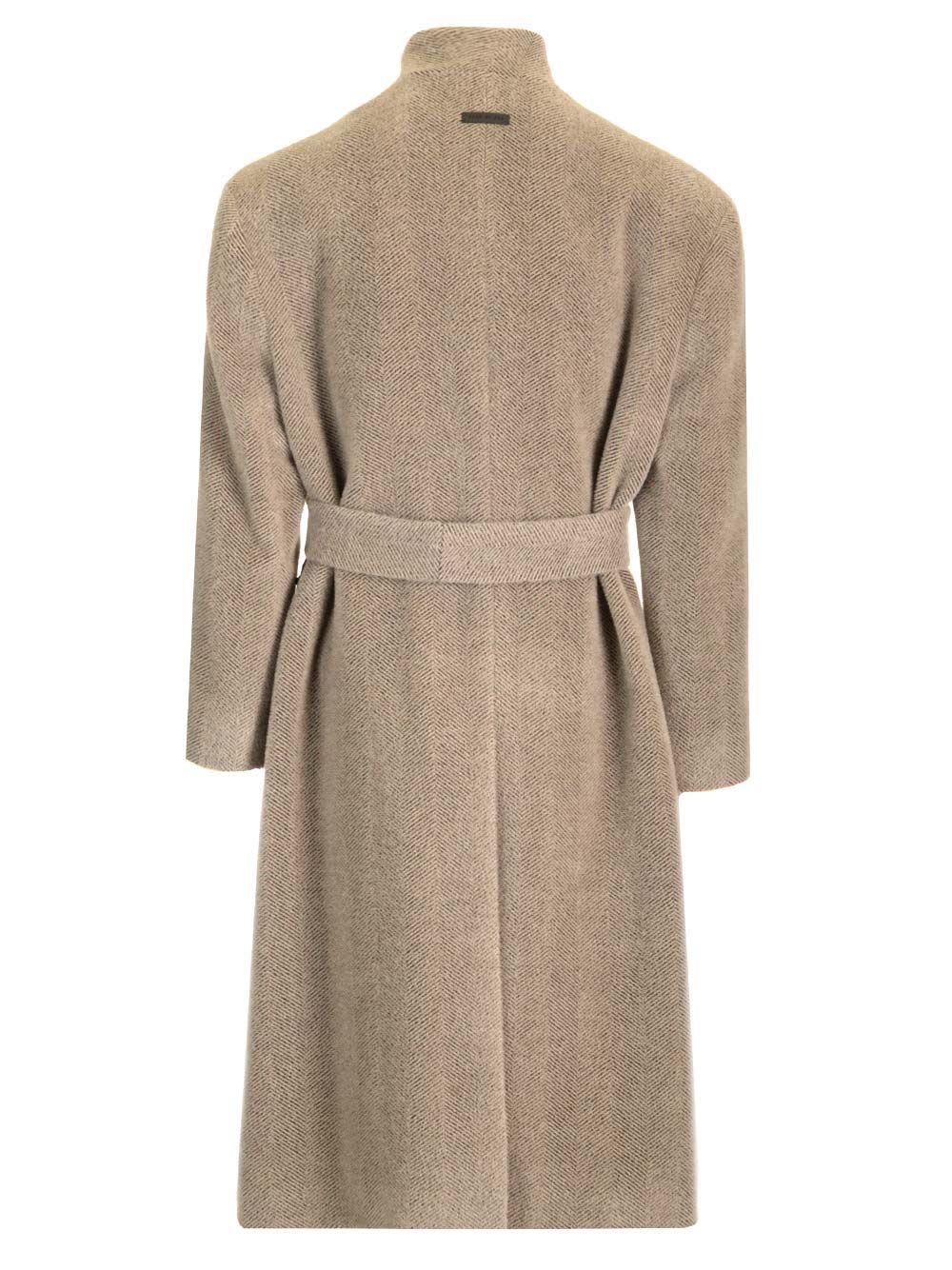 Shop Fear Of God Alpaca Lapelleless Overcoat In Grey