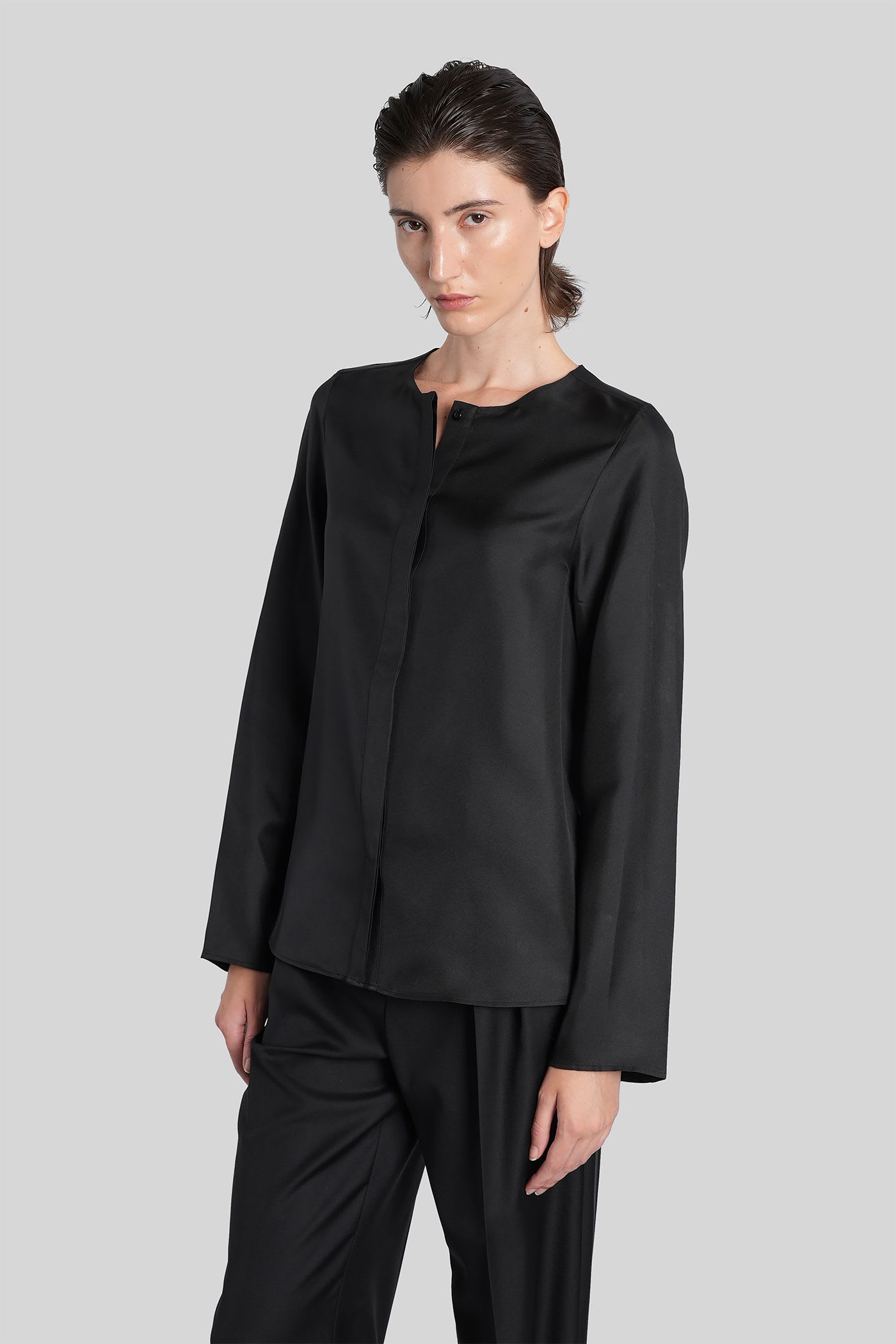 Loulou Studio Una Blouse In Black Silk In Black